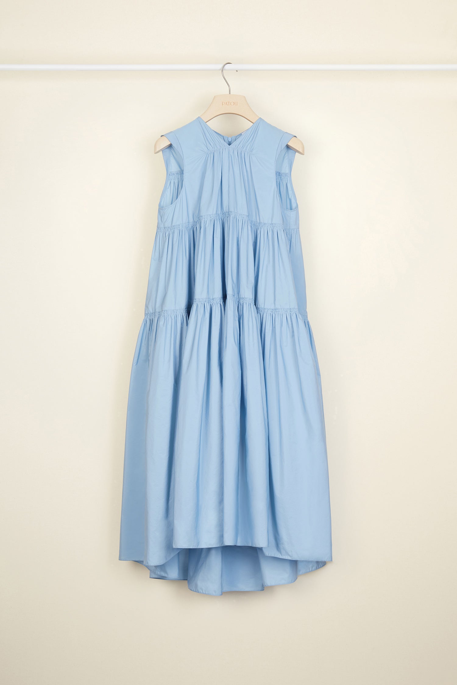 Patou DR031 Robe maxi faille bleue volants