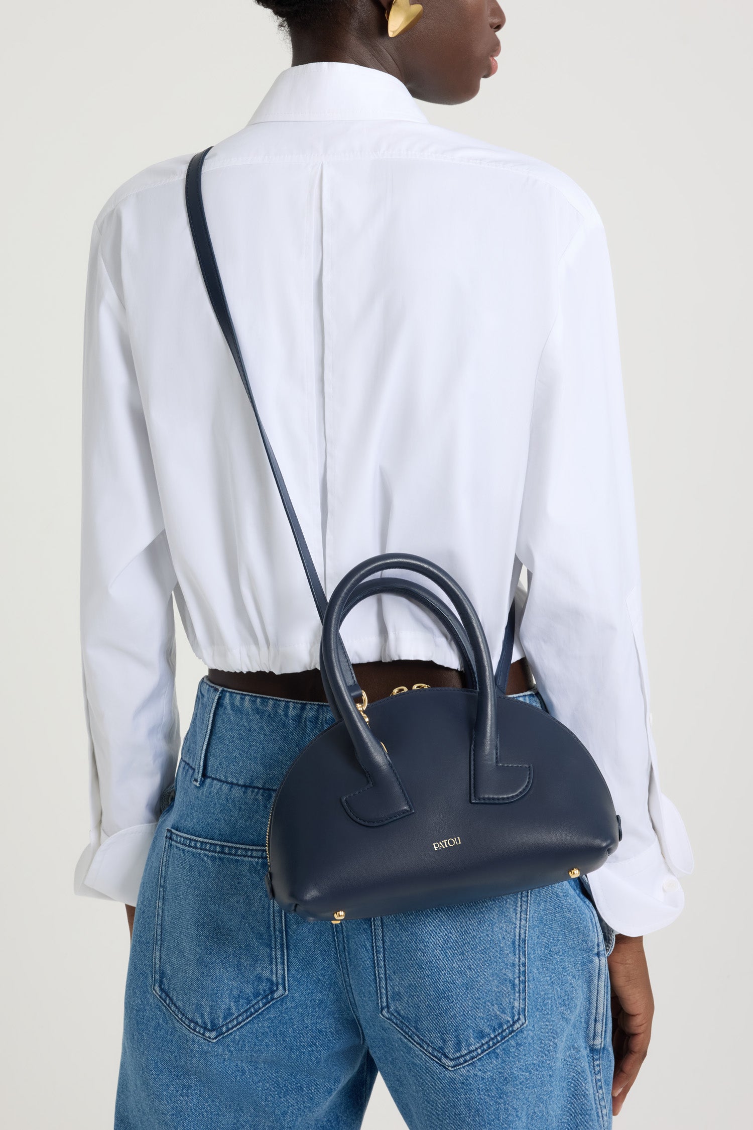 Patou Bags P25BA0195000699N sac bowling cuir lisse bleu marine TU