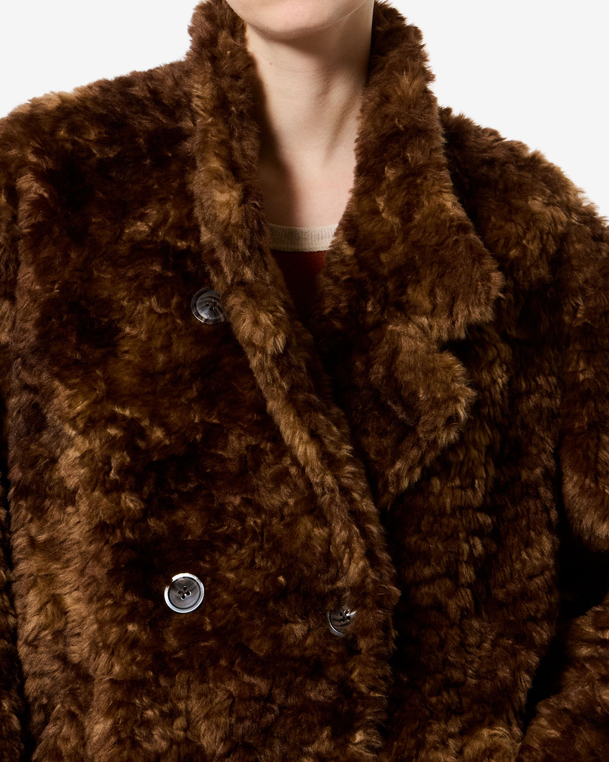 Isabel Marant Jya MA0554FA manteau marron fausse fourrure