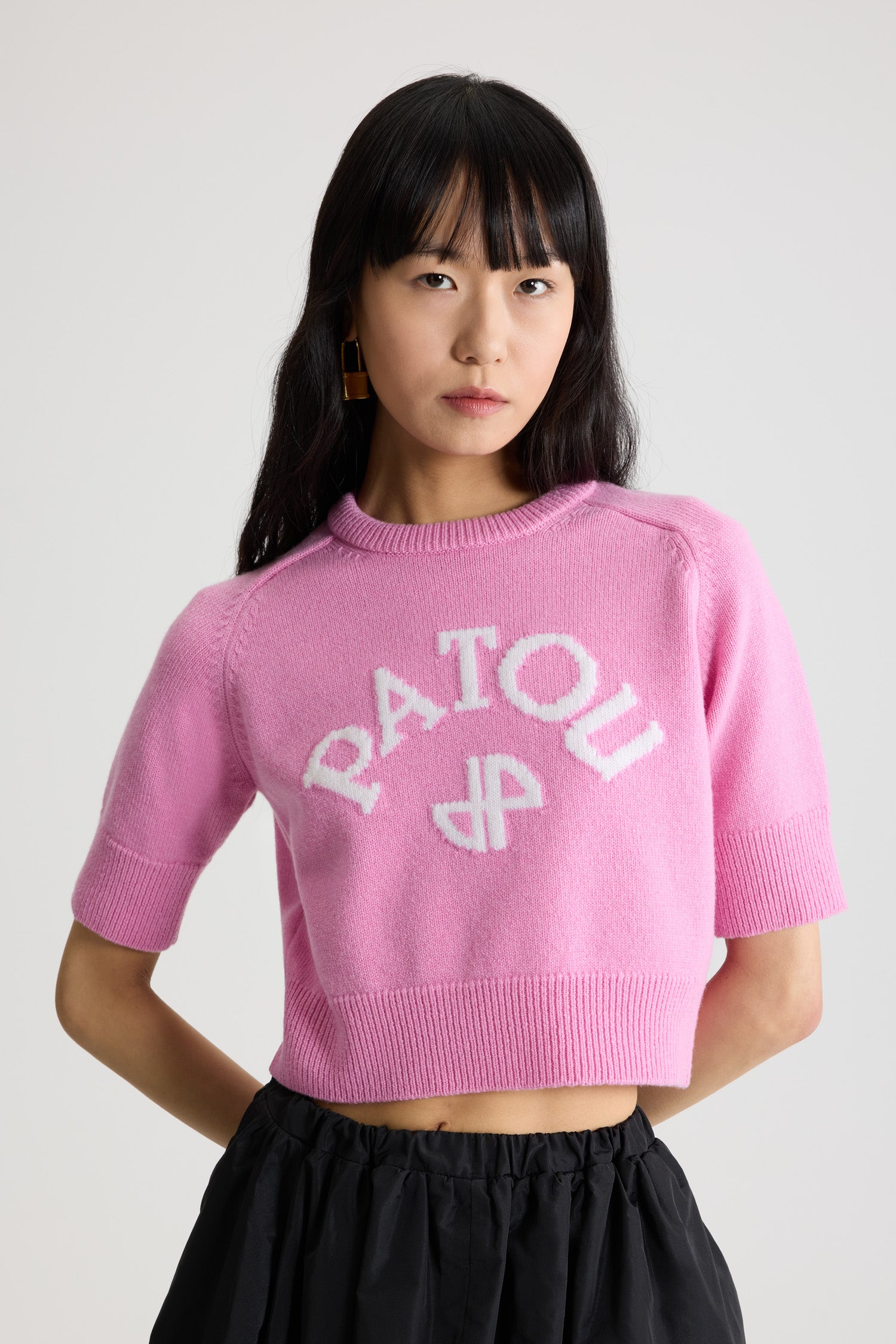 Patou Knitwear H25KN3038041458P pull Pink Pearl cropped