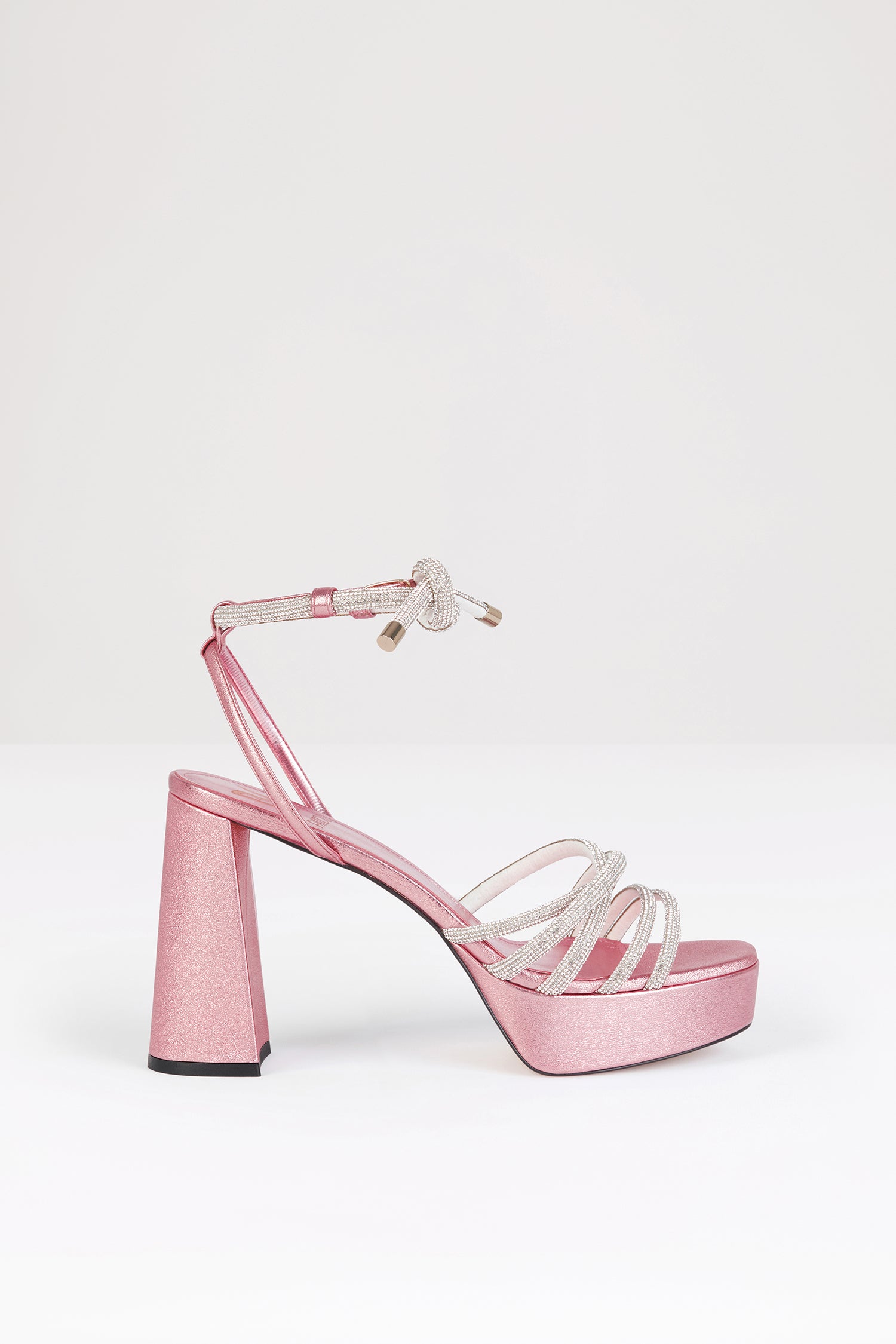 Patou SP012 sandales roses cuir strass 11 cm