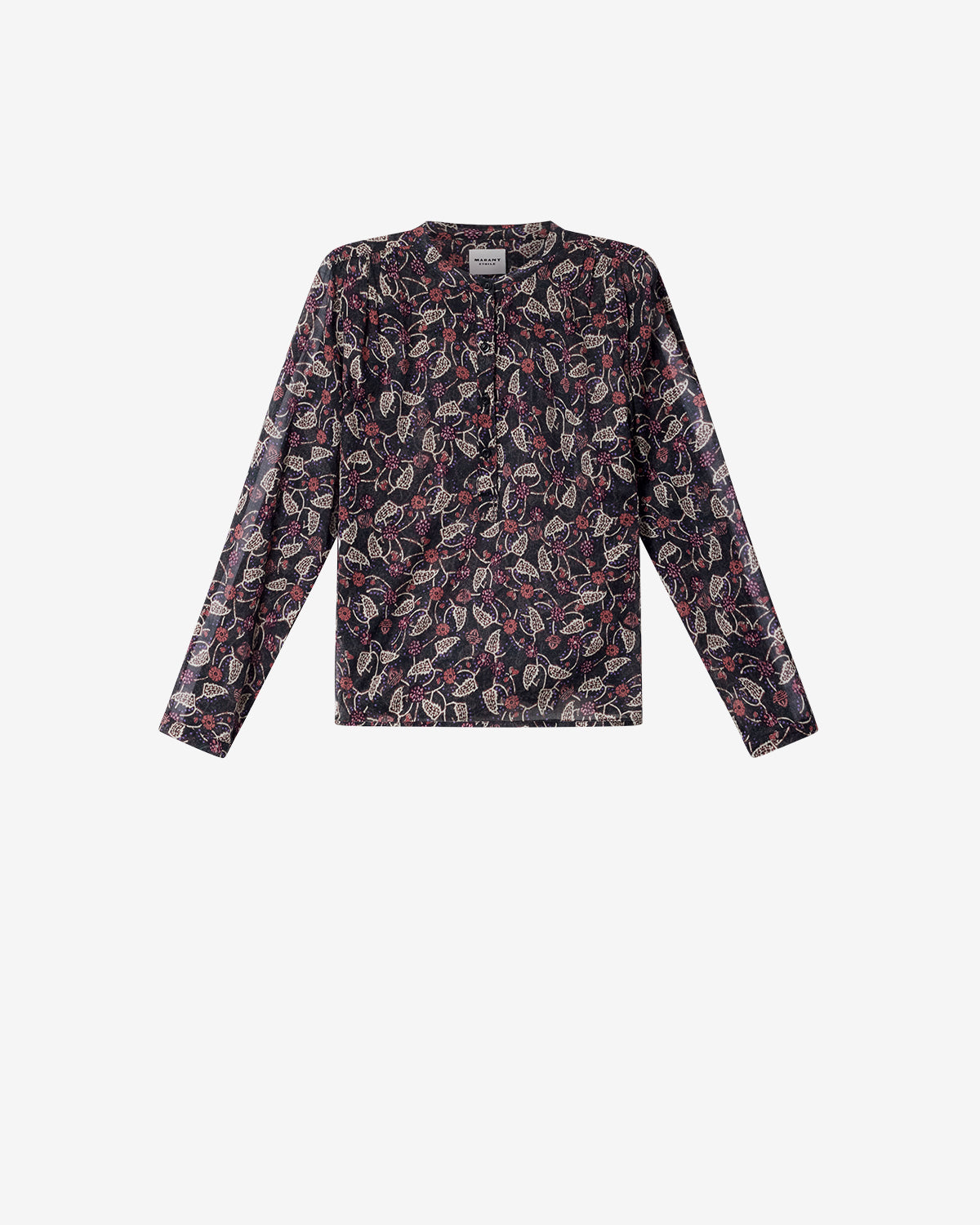 Isabel Marant Maria blouse voile coton noir framboise taille 38
