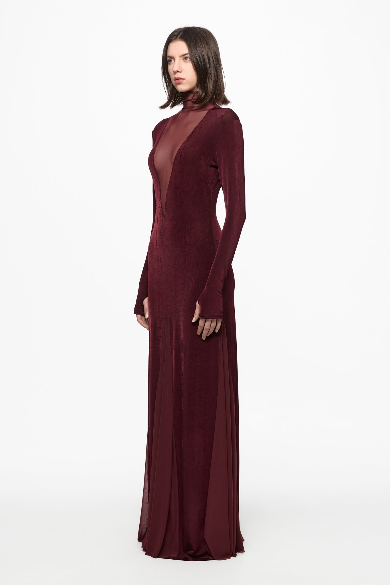 ATU Body Couture robe maxi bordeaux tulle S