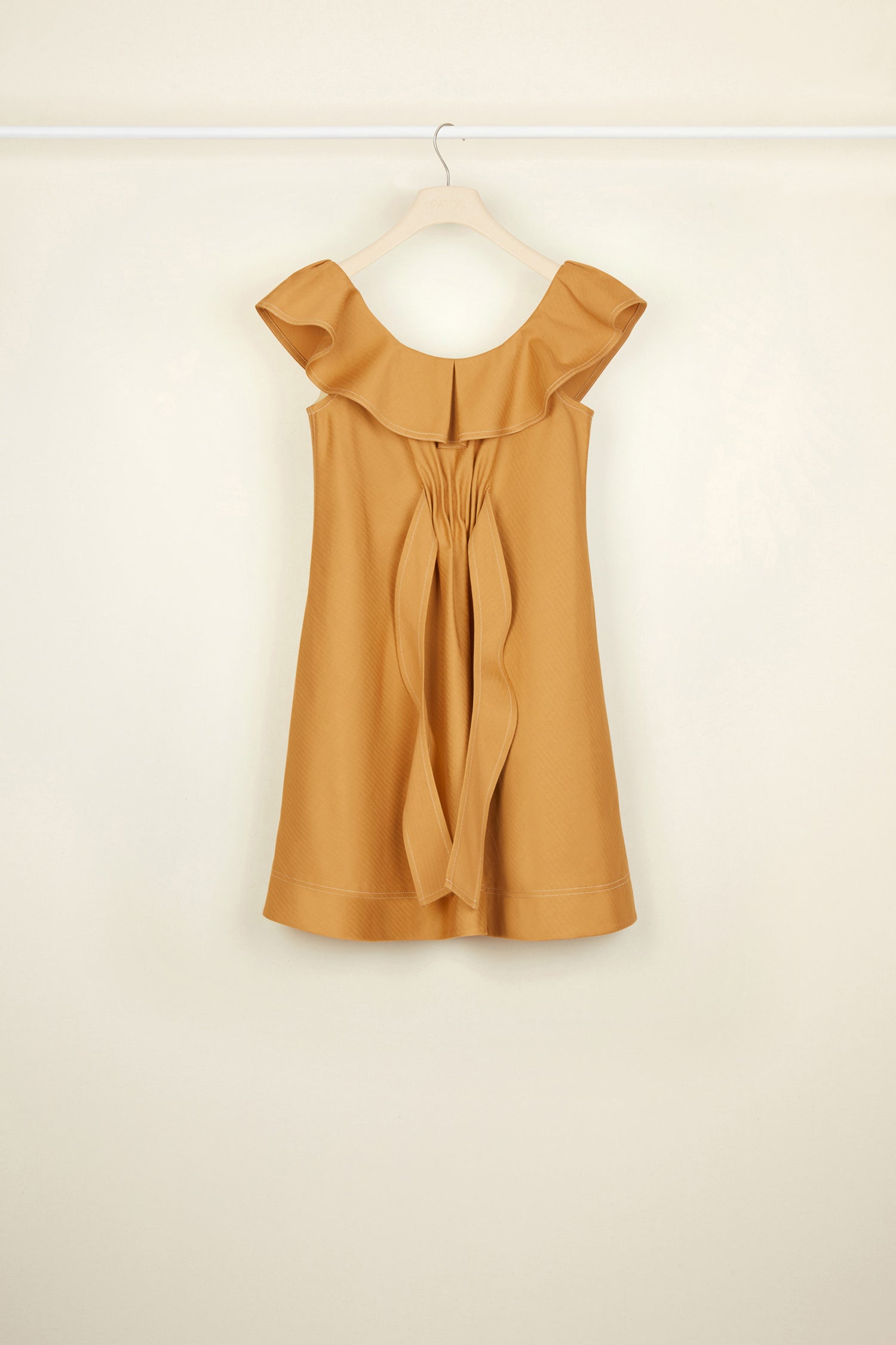 Patou DR046 mini robe coton chevrons cuivre volants