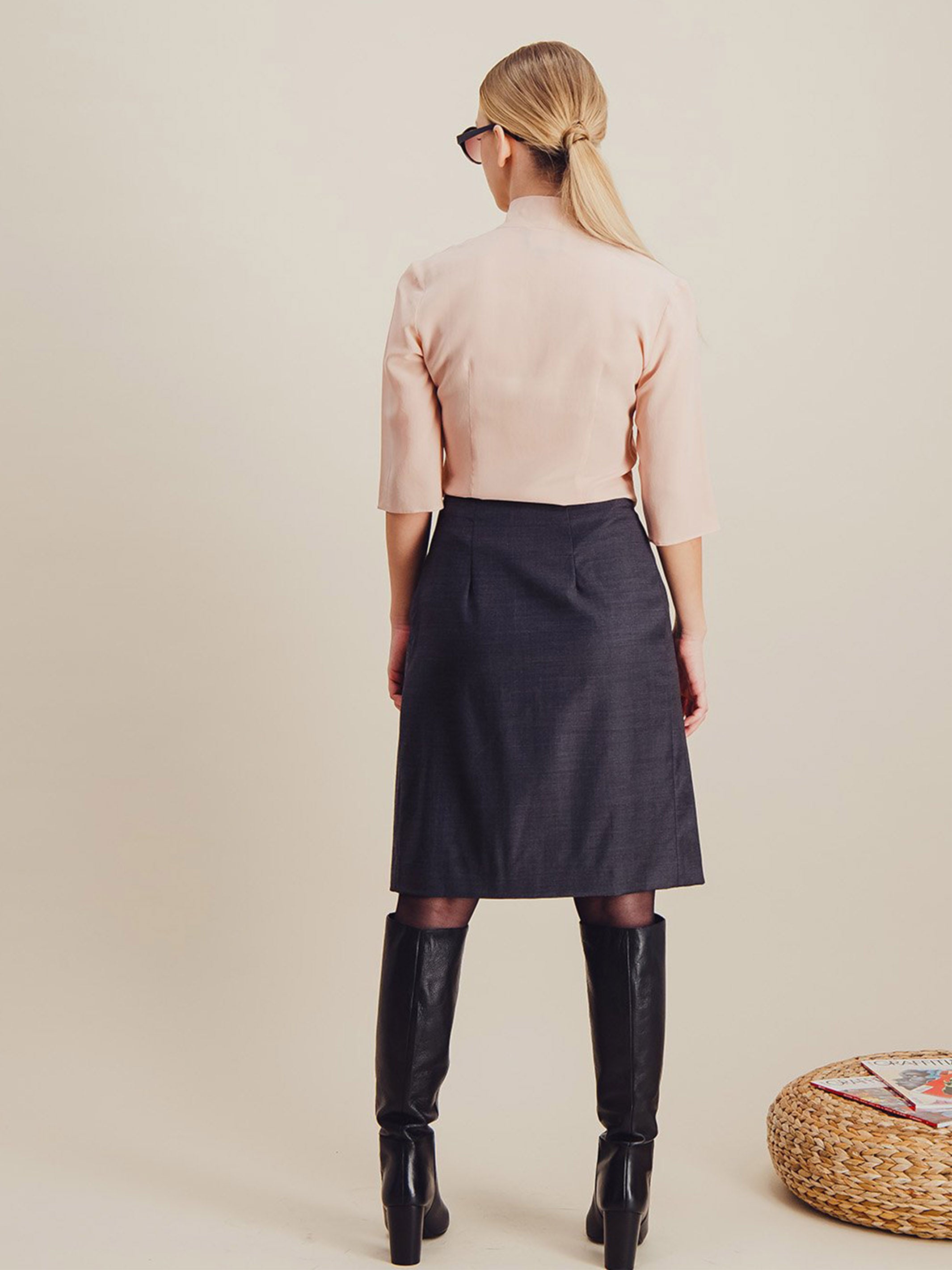 Anahide Saint André Evalière chemisier soie rose poudré