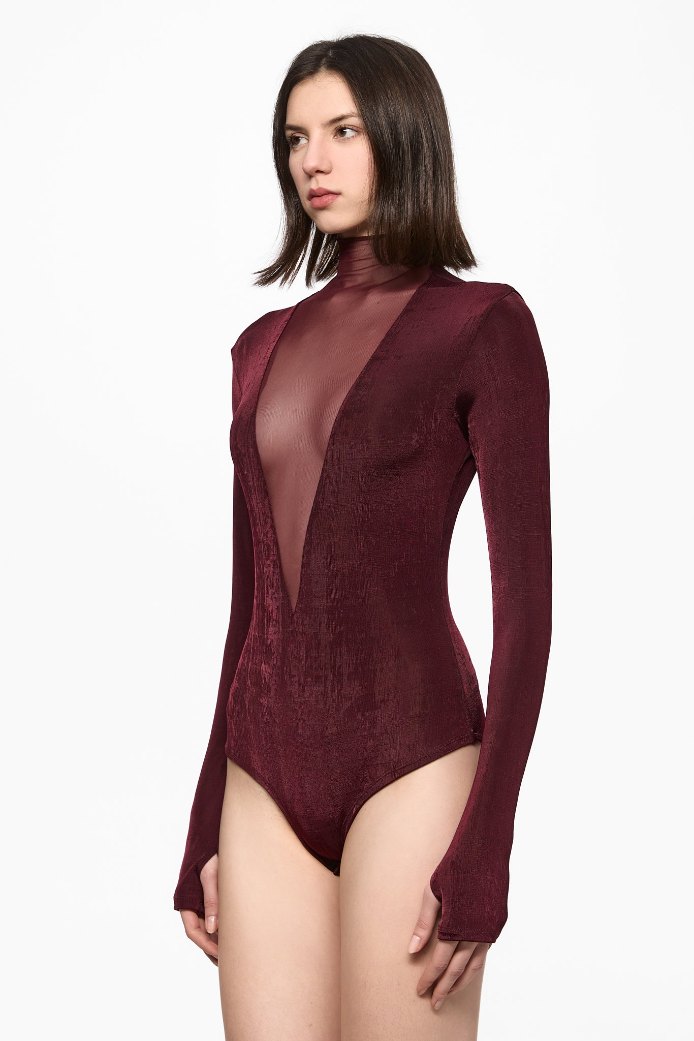ATU Body Couture Wine Bodysuit body bordeaux col V S