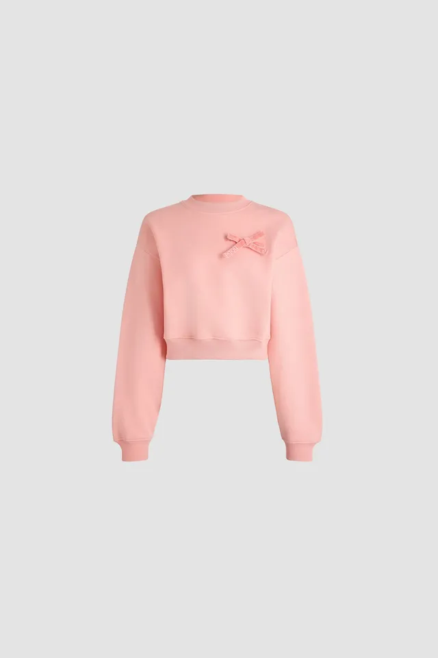 Patou H26JE264 sweatshirt cropped coton bio rose Winter Blush