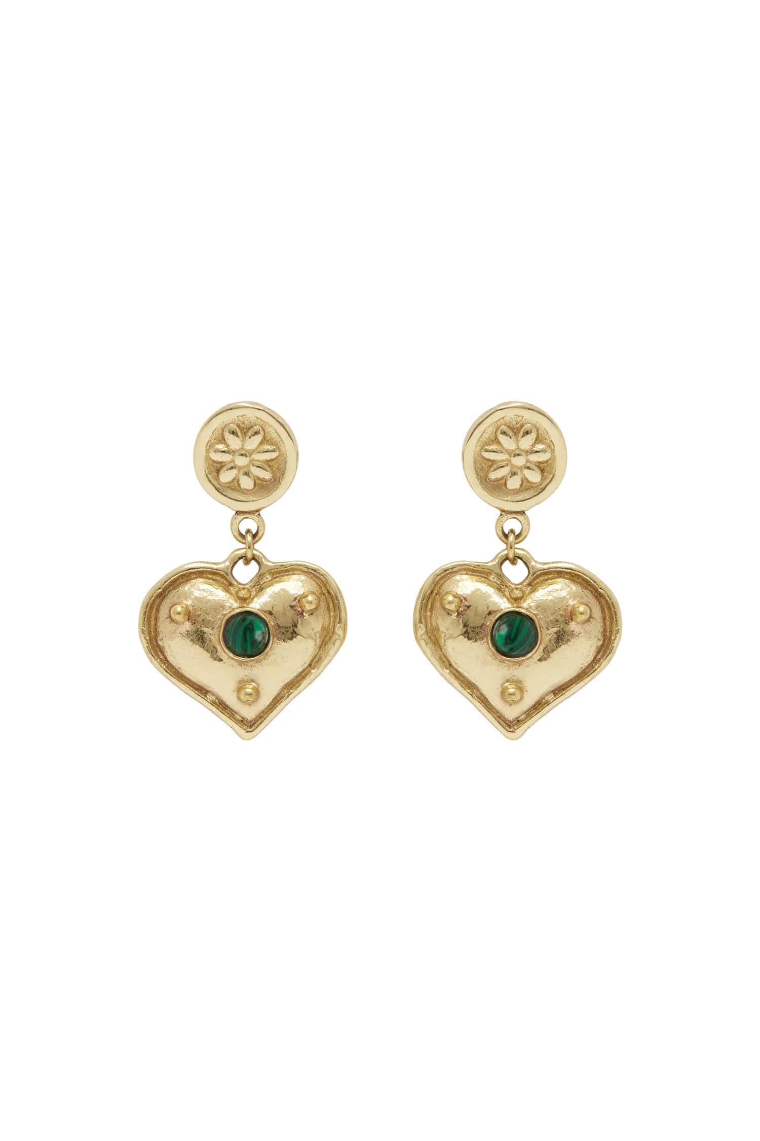 Alemaïs Jem boucles d'oreilles cœur malachite OS