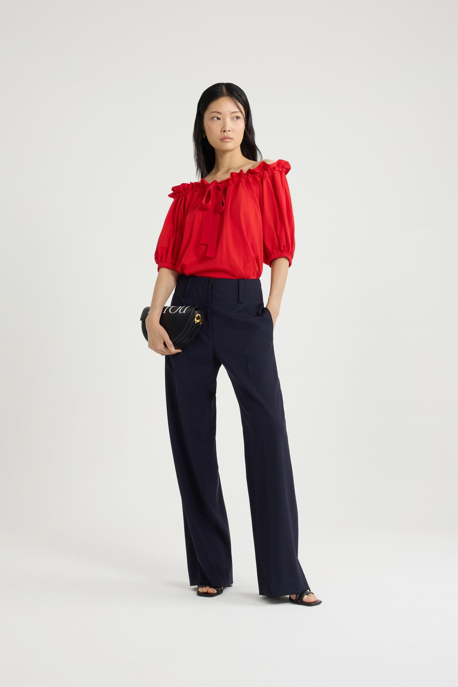 Patou JE139 t-shirt coton rouge lipstick volants
