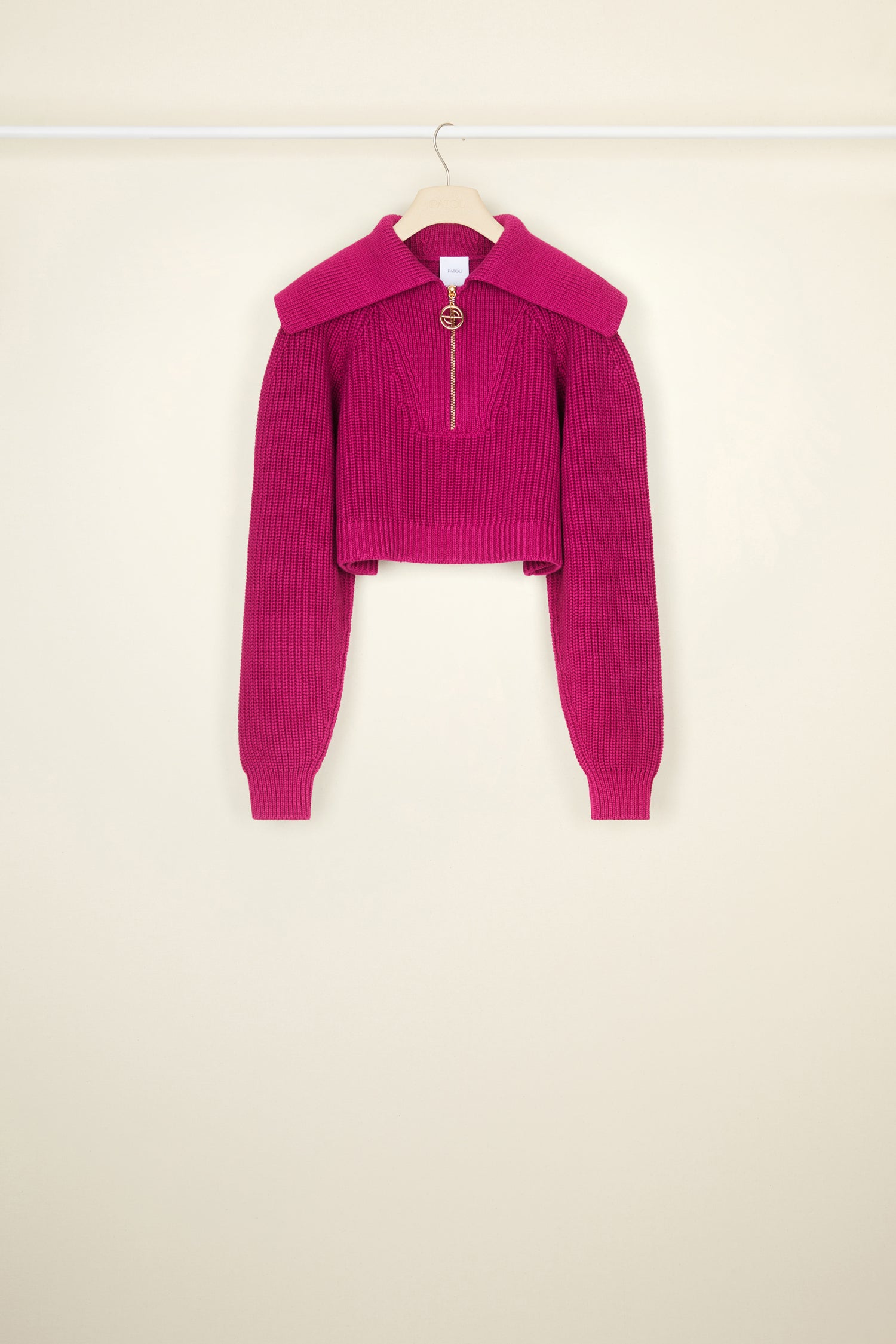 Patou pull col marin zip laine anémone violet