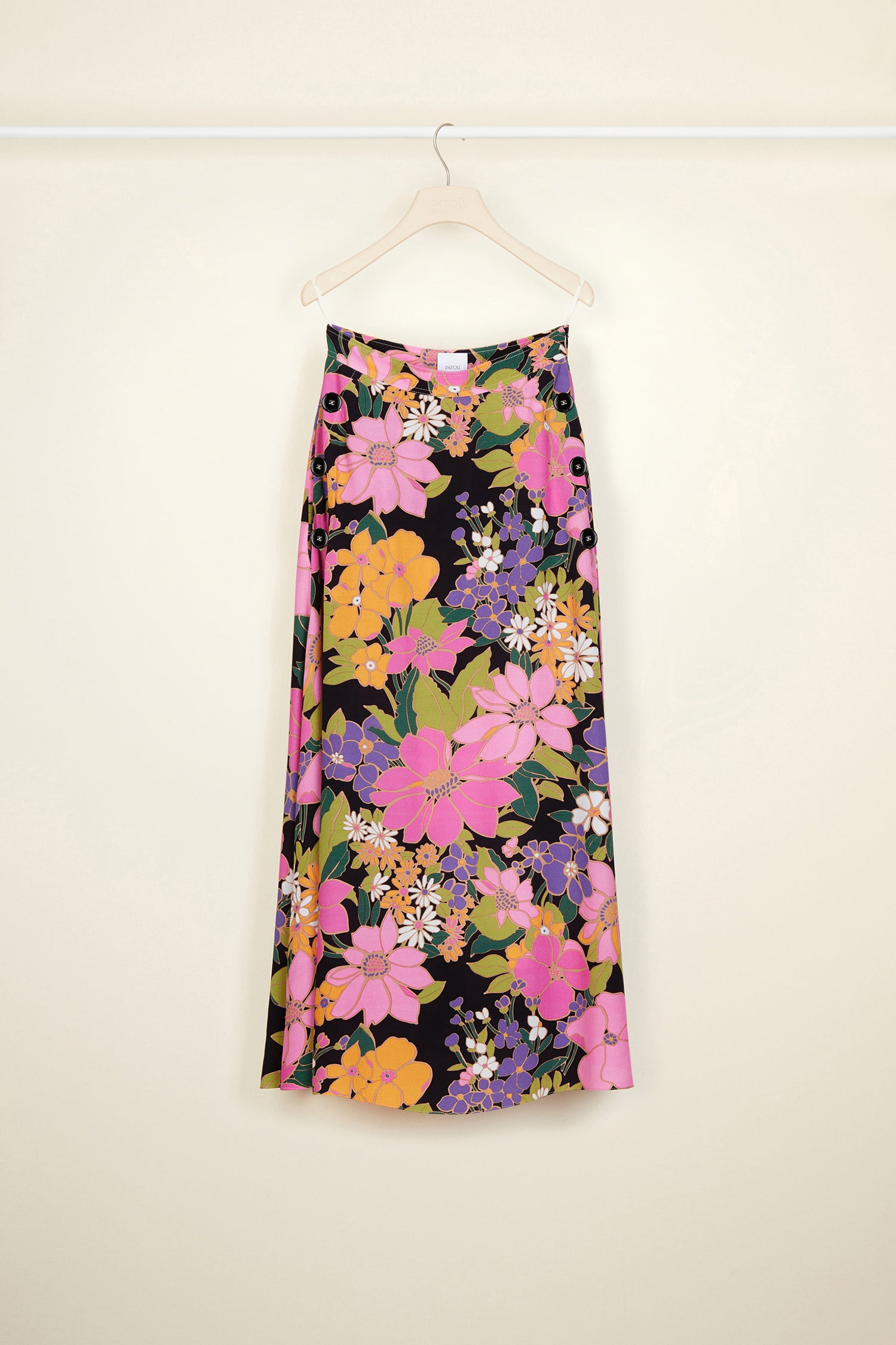 Patou A20SK01300345024 jupe midi Autumn Flowers crêpe