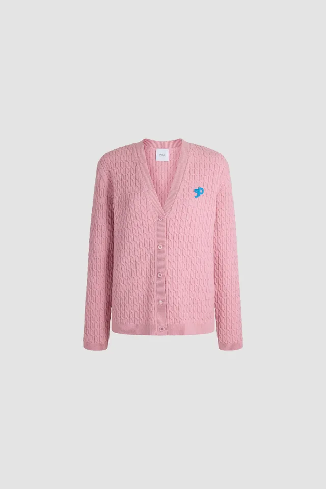 Patou H26KN3778103469P cardigan rose laine cachemire
