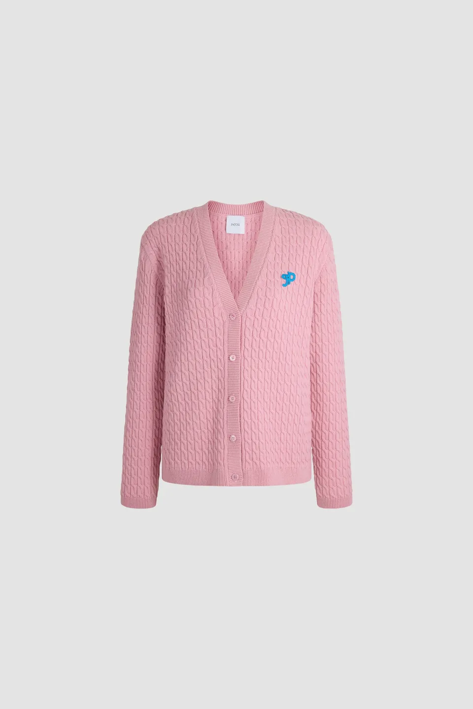 Patou H26KN3778103469P cardigan rose laine cachemire