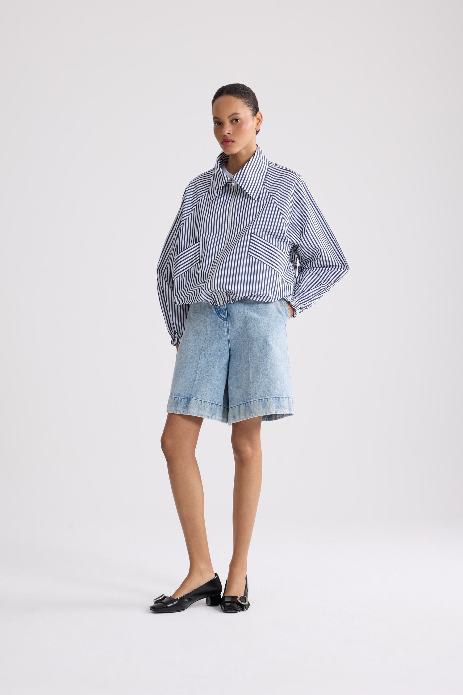 Patou OU04502495970 veste zippée rayée Offshore Stripes