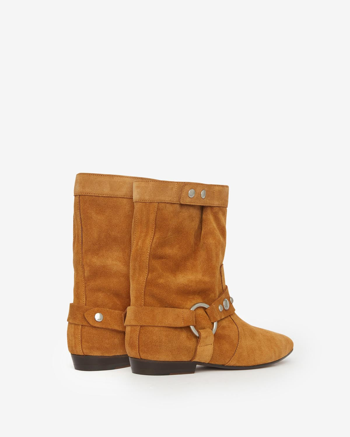 Isabel Marant Stania Boots plates cognac cuir velours