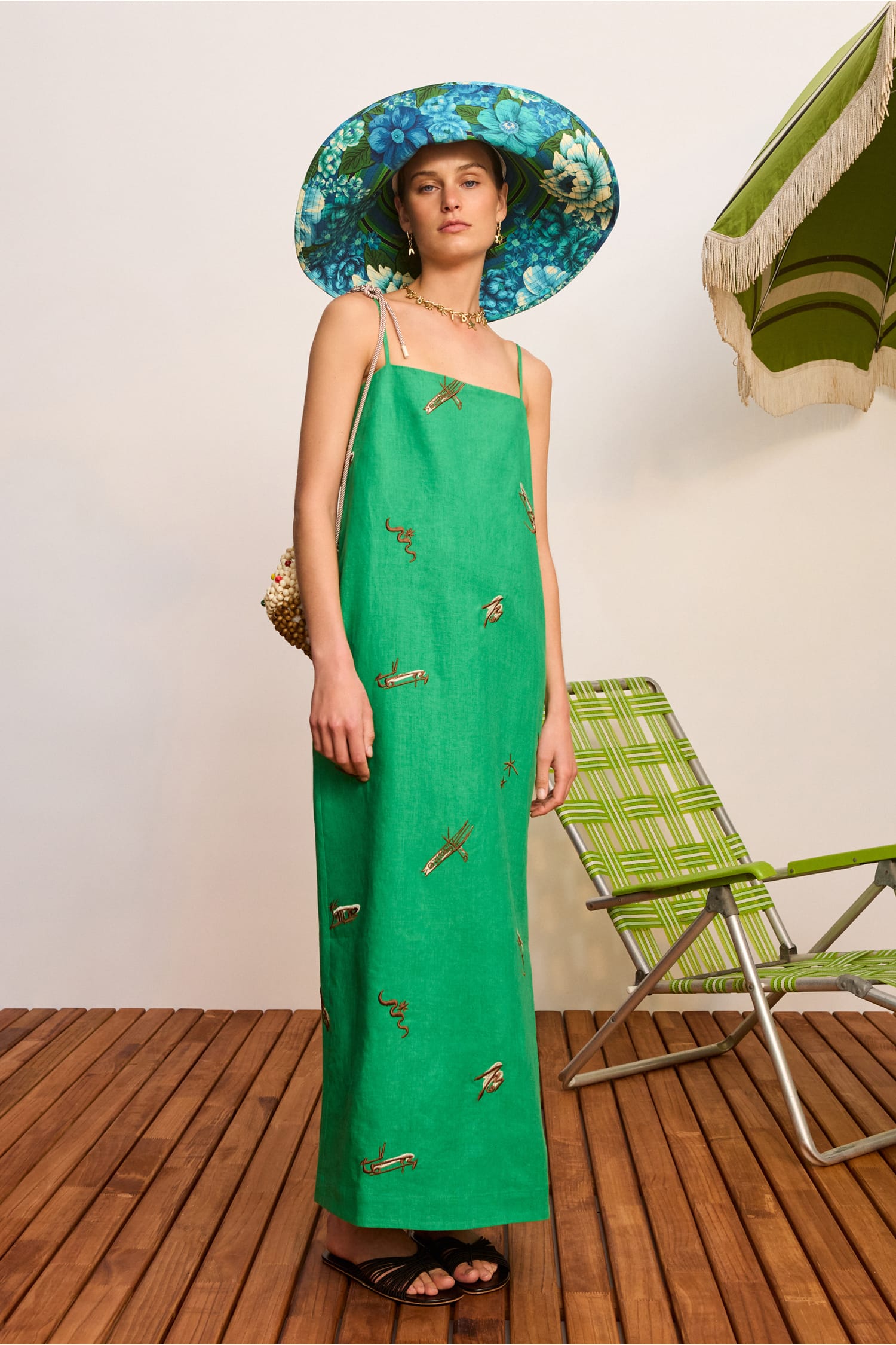 Alemaïs Wanda robe midi lin broderie