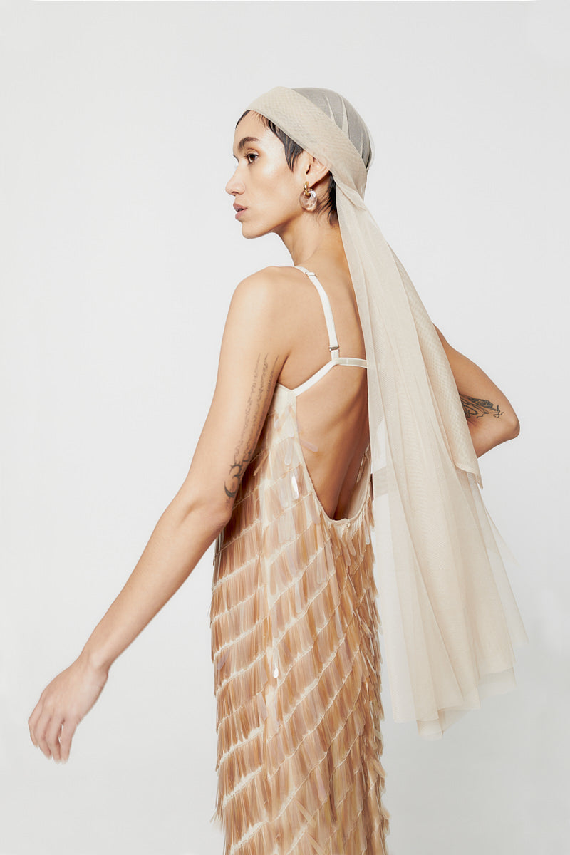 ATU Body Couture Comet robe midi nude sequins taille S