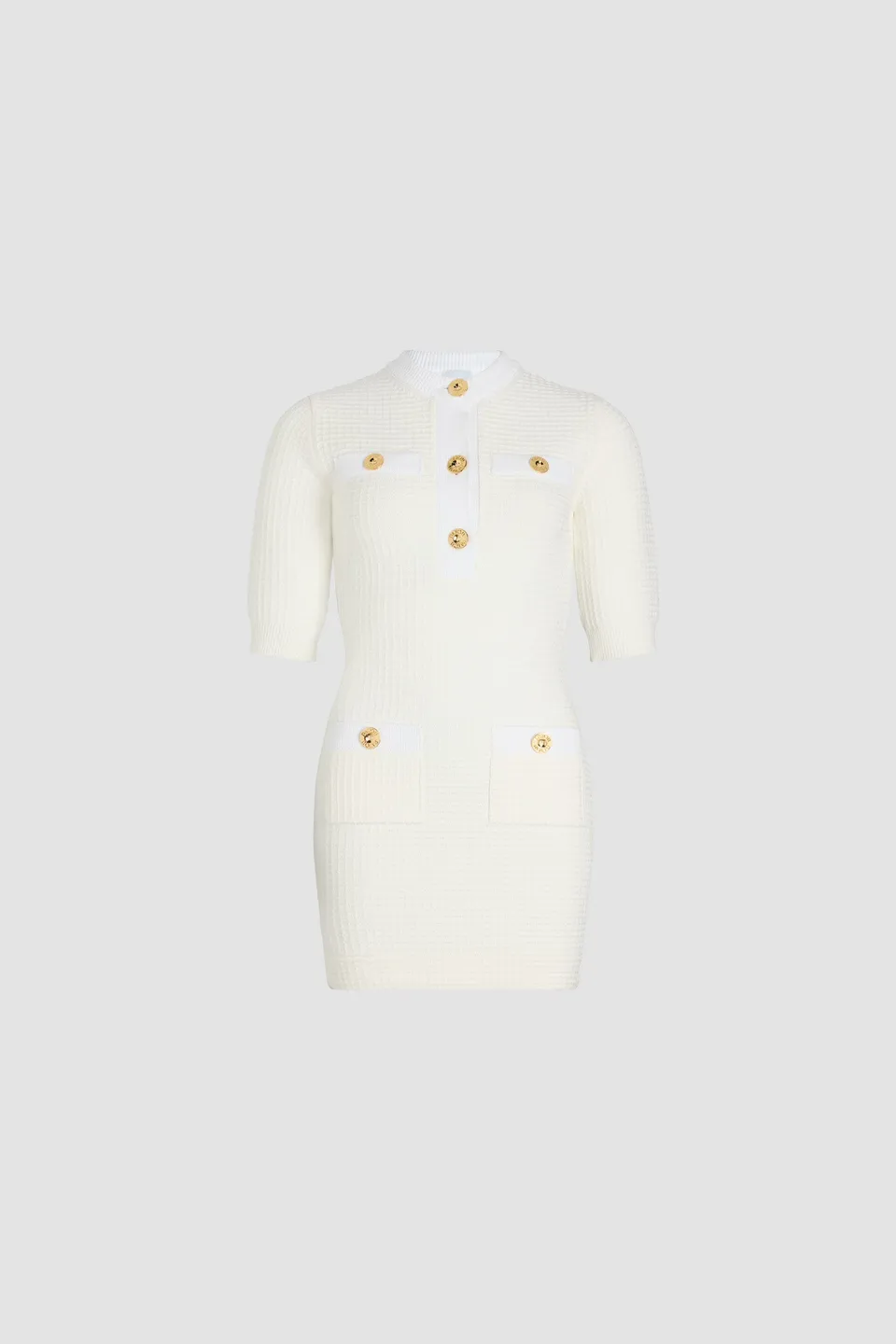 Patou KN239 robe tricot mini ivoire gaufrée