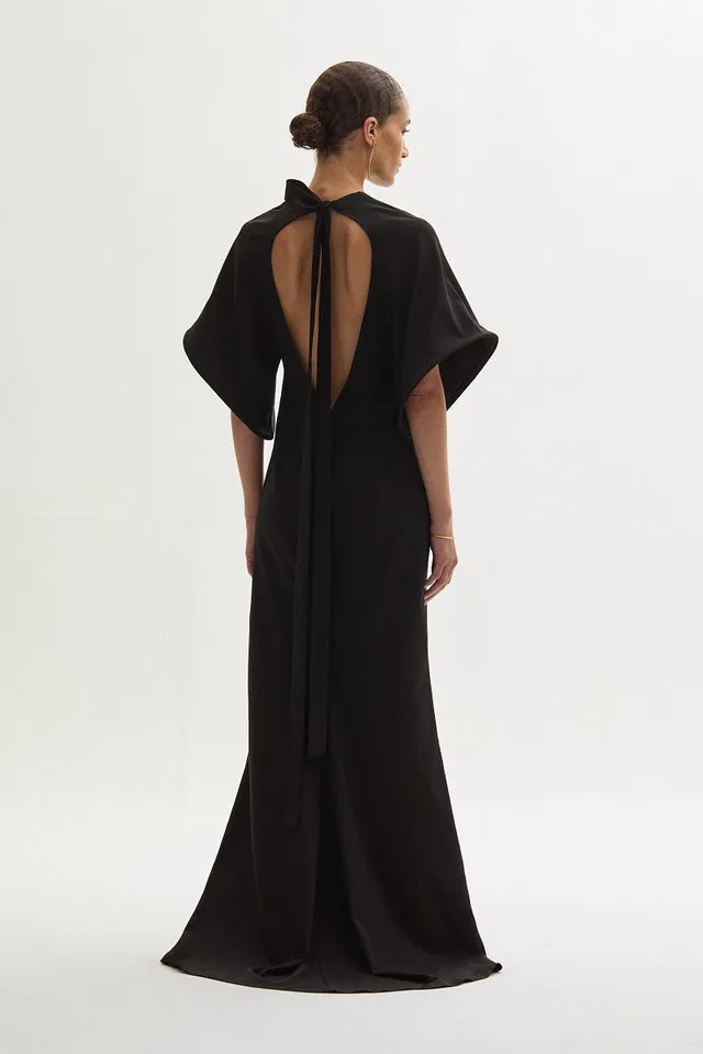ATU Body Couture Long and formal robe longue noire coton dos ouvert