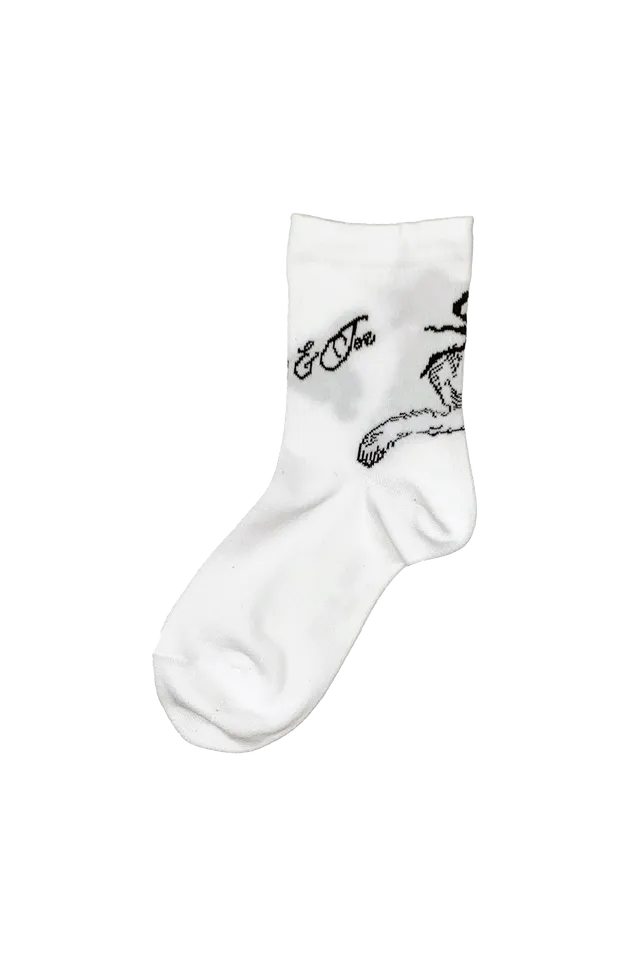 PAUL & JOE Gipsy chaussettes blanches chat ruban