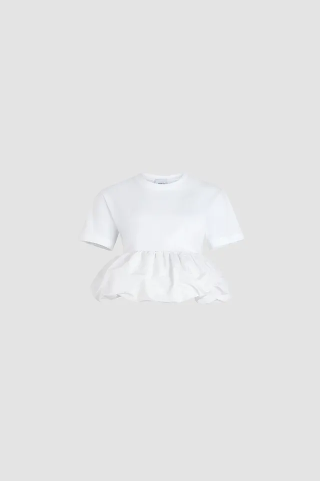 Patou JE151 t-shirt coton bio blanc ourlet volant faille