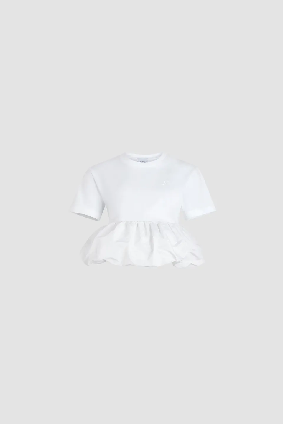 Patou JE151 t-shirt coton bio blanc ourlet volant faille