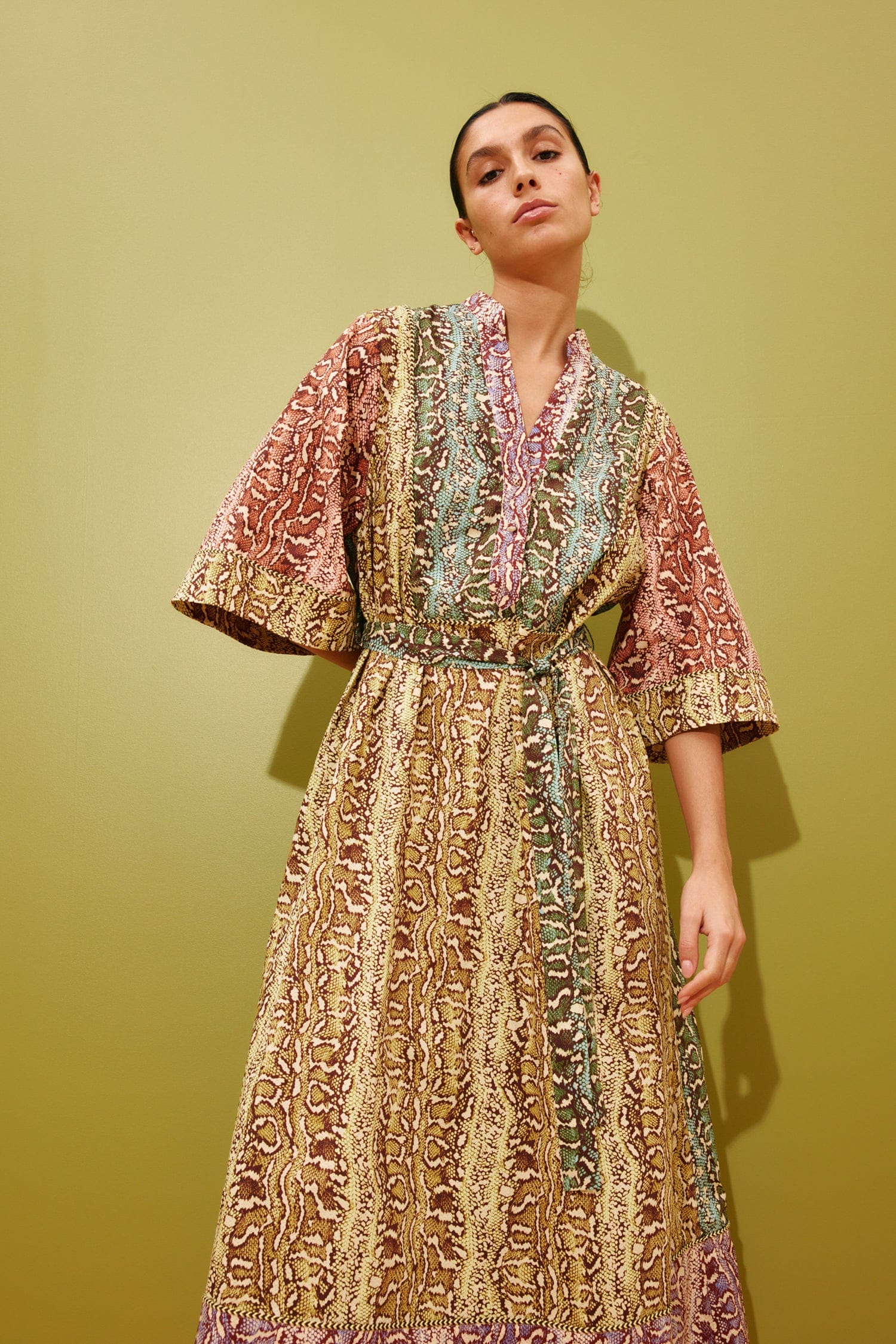 Alemäis Varna robe midi coton bio col V ceinture