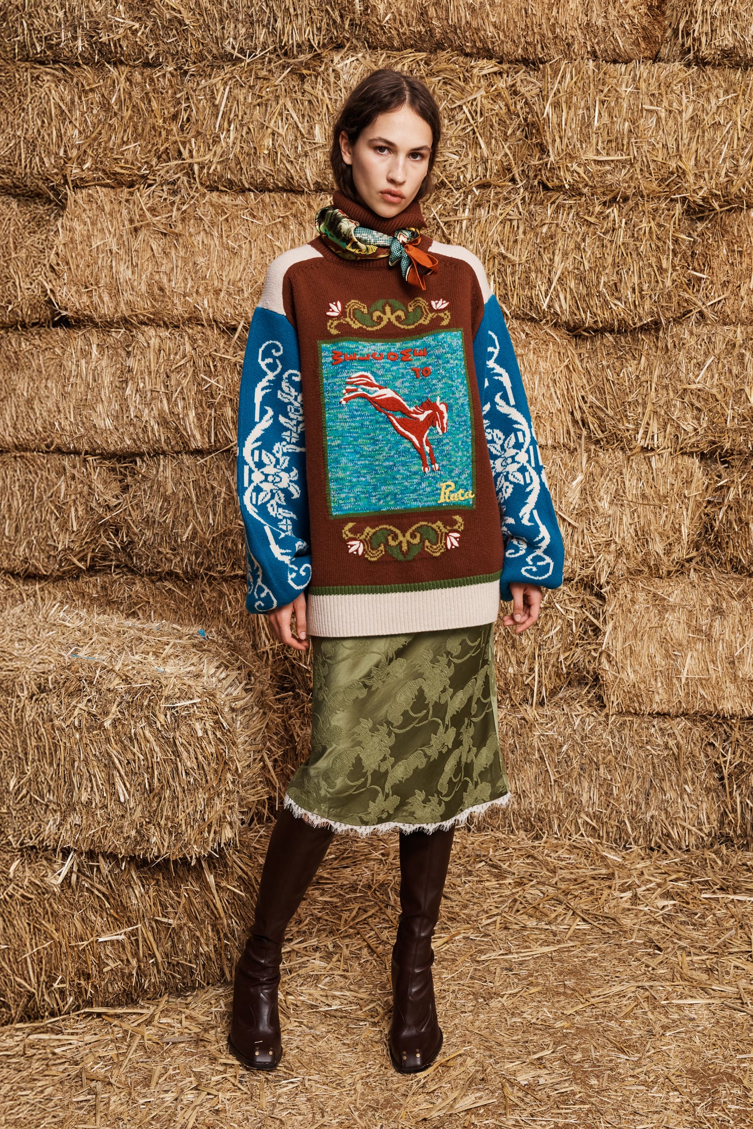 Alemäis Lasso Patchwork Knit Sweater pull laine