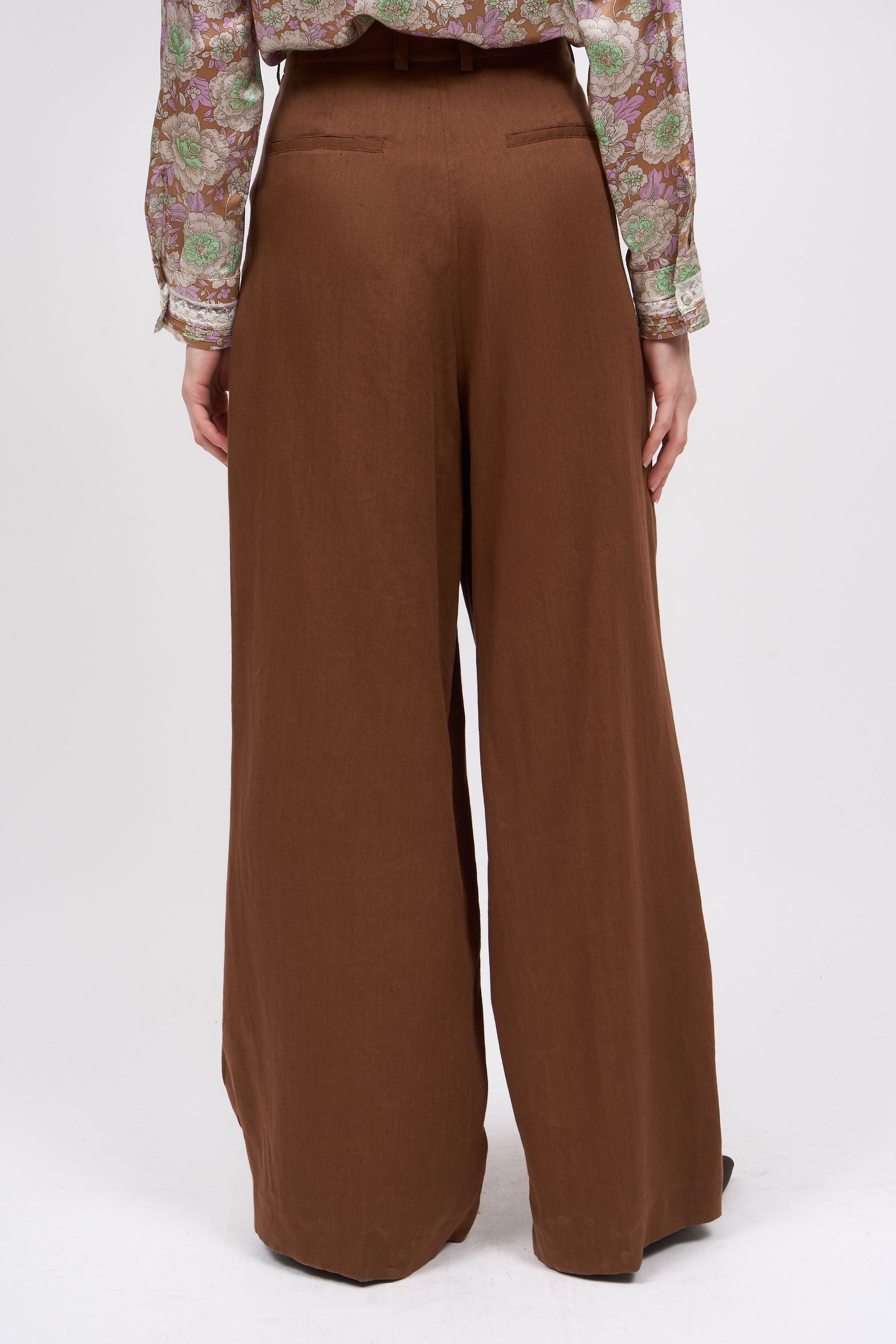 Paul & Joe Tailoring Mataram pantalon lin taille haute vert