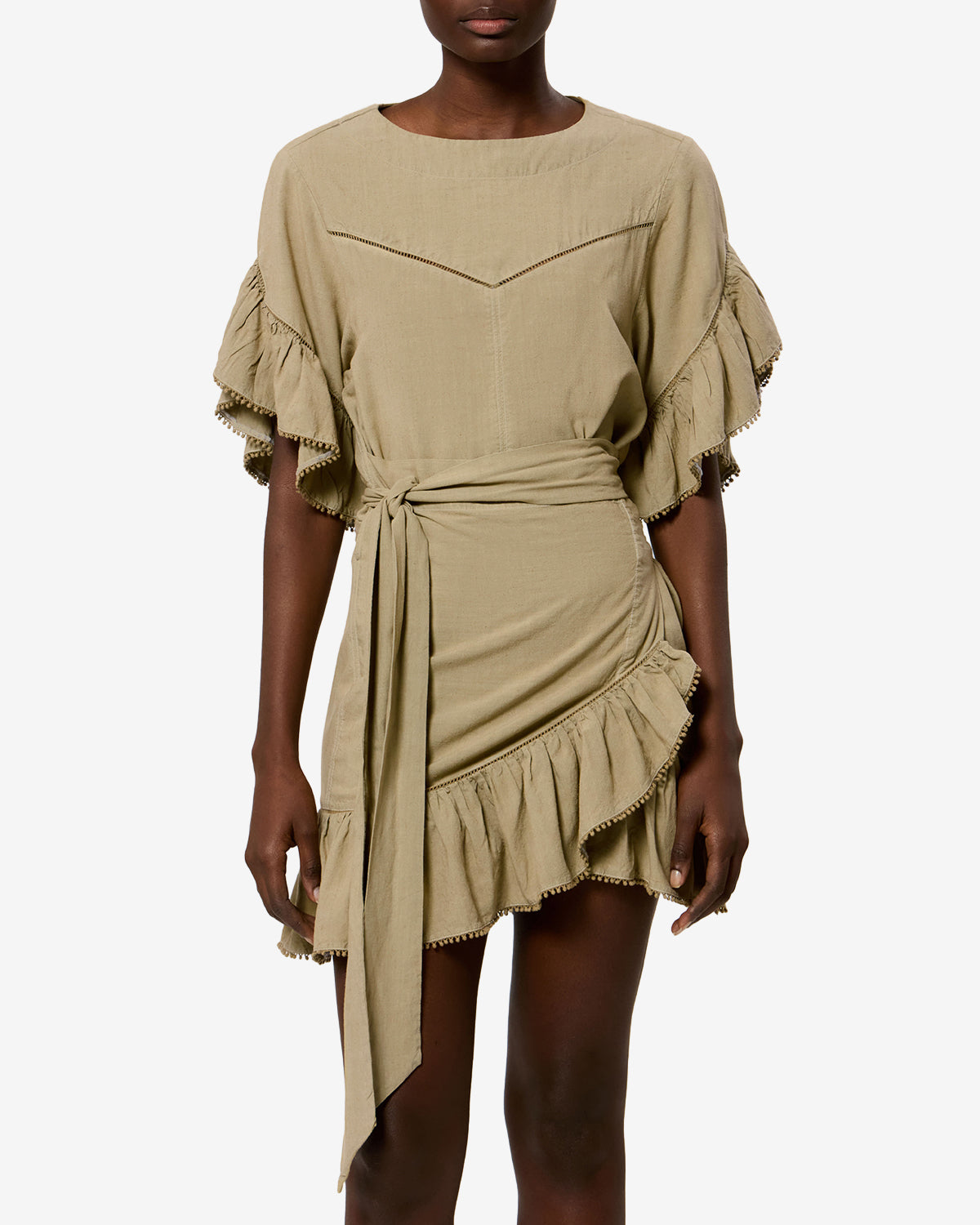 Isabel Marant Melicia robe portefeuille lin light bronze