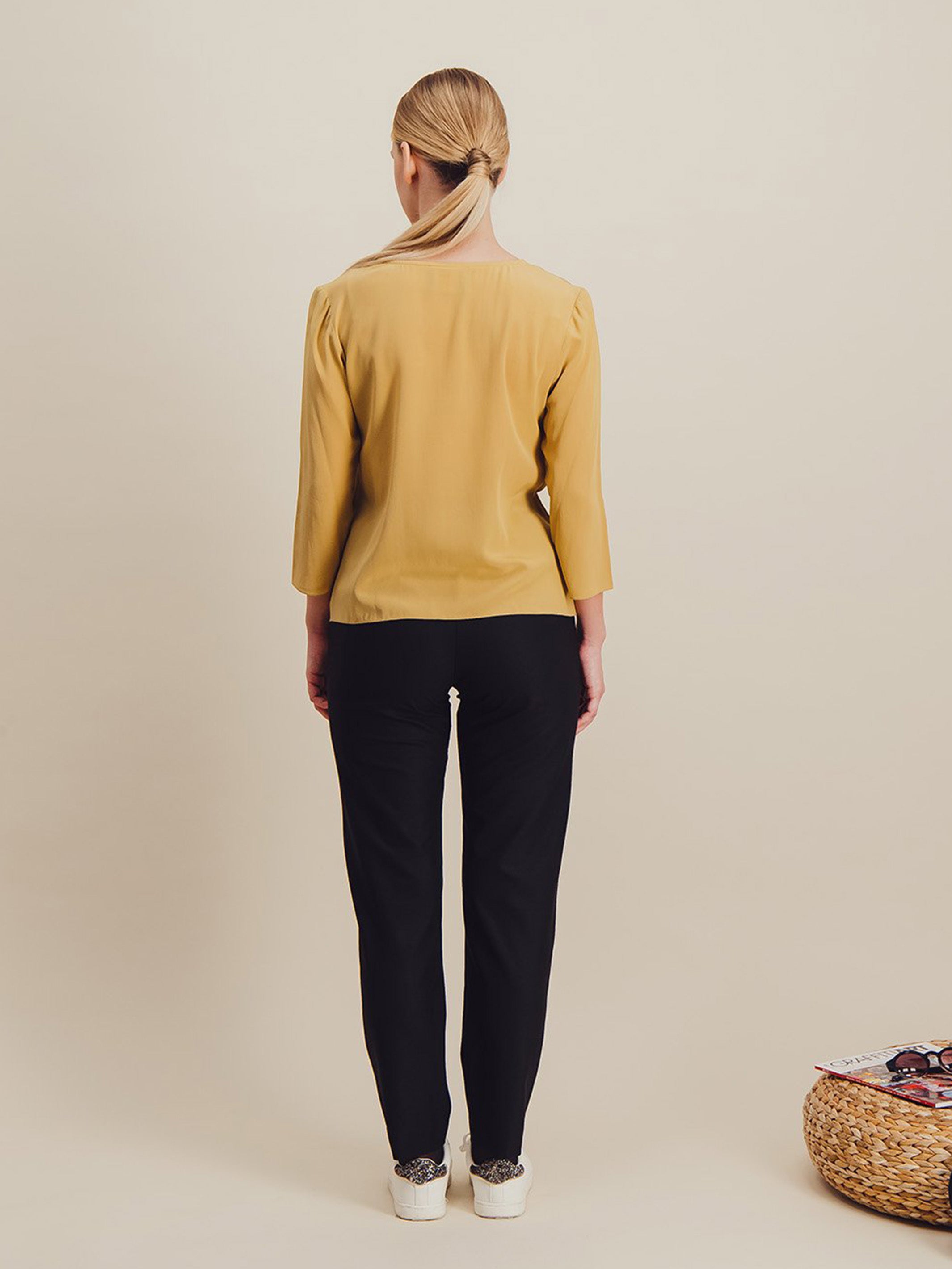 Anahide Saint André Kondo chemisier soie jaune taille 38