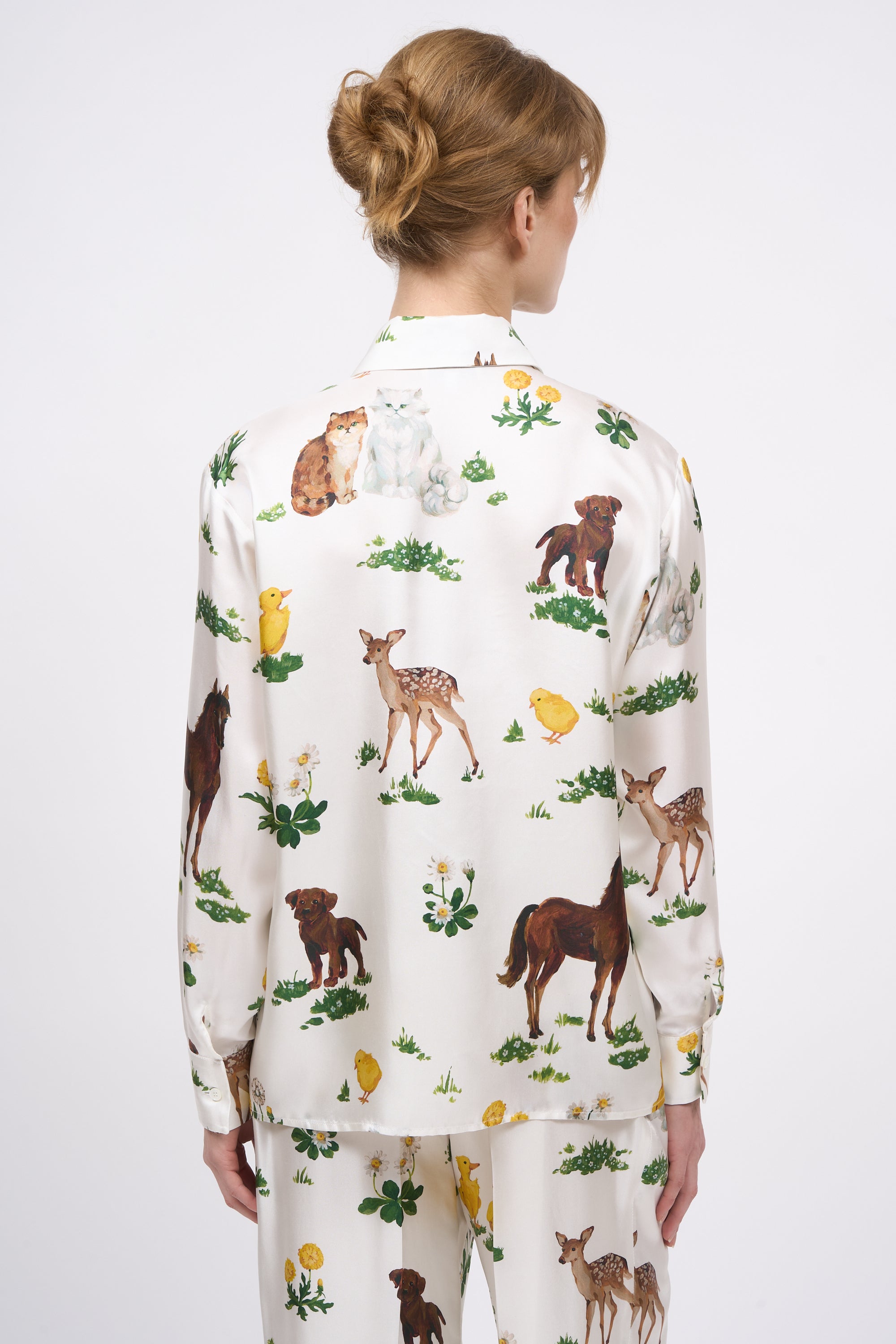 Paul & Joe Gwen chemise soie off white imprimé animalier