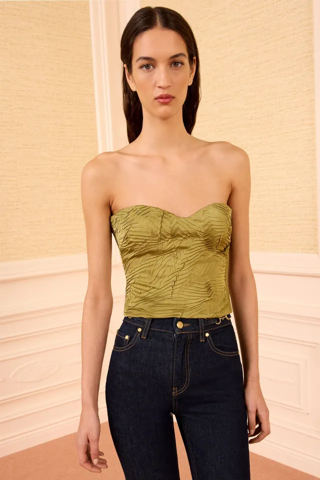 Ulla Johnson Heleen top bustier satin Moss Gold