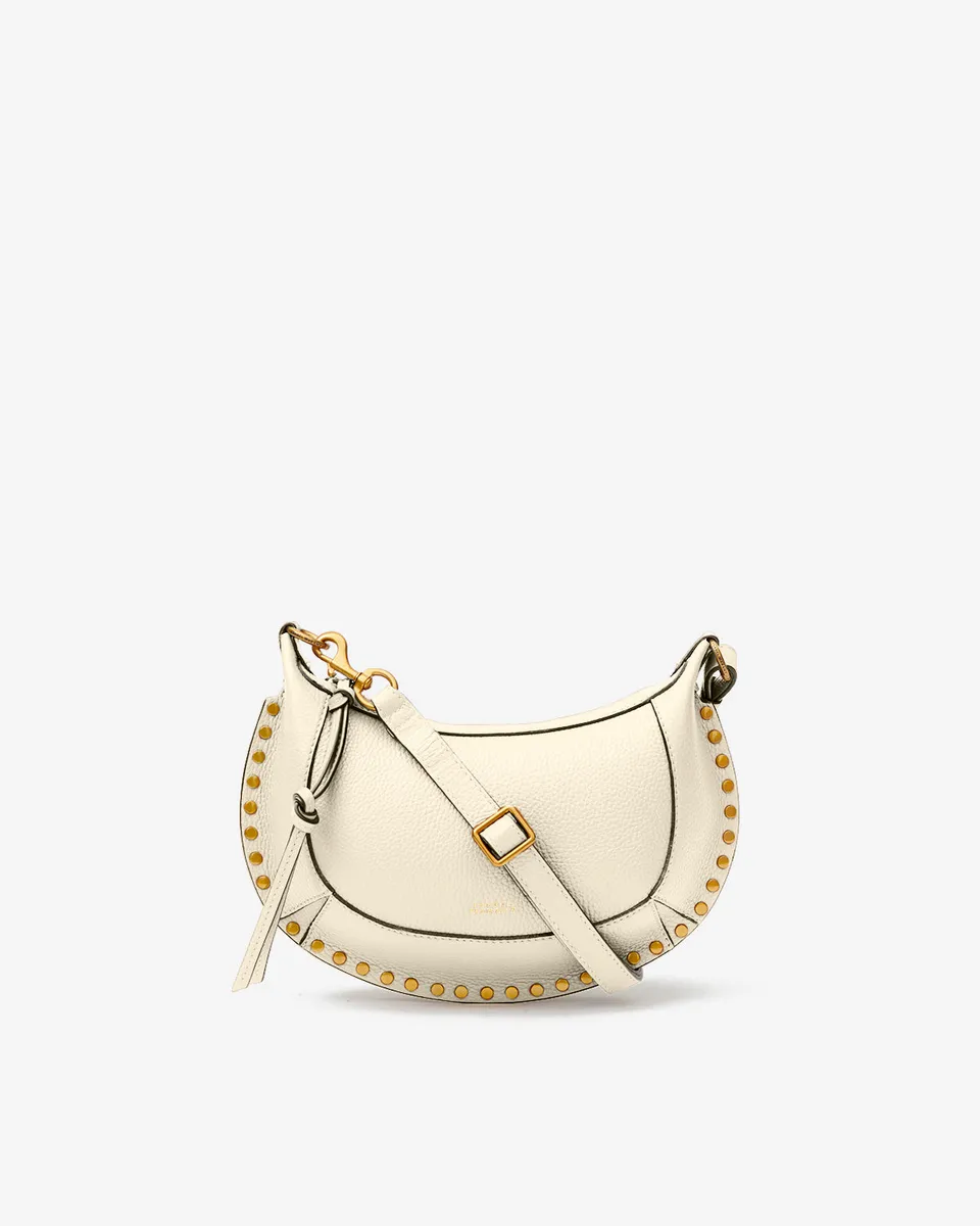 Isabel Marant Oskan Moon sac cuir beige 28 cm clouté