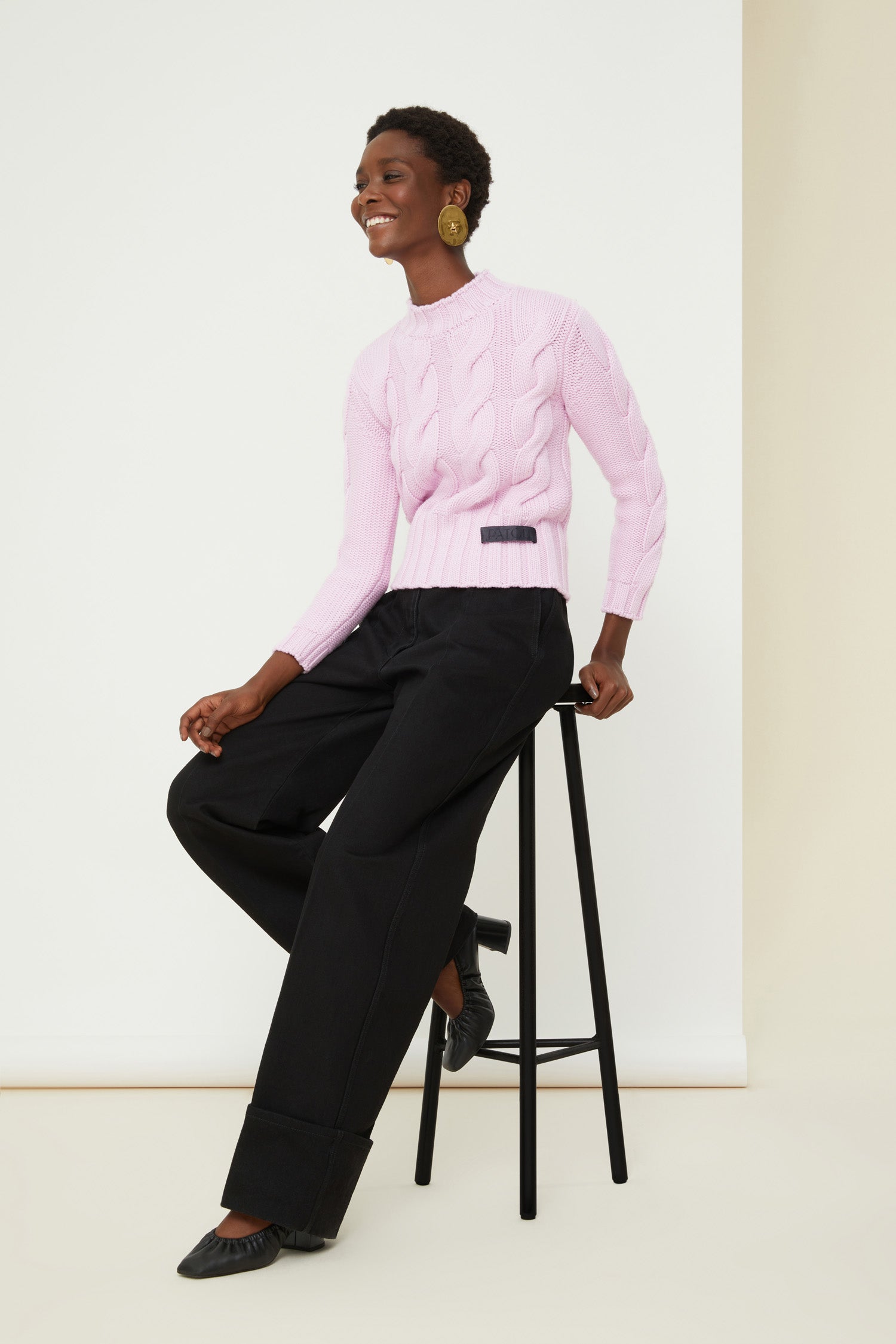 Patou Knitwear pull torsadé lilas P21KN049 laine mérinos