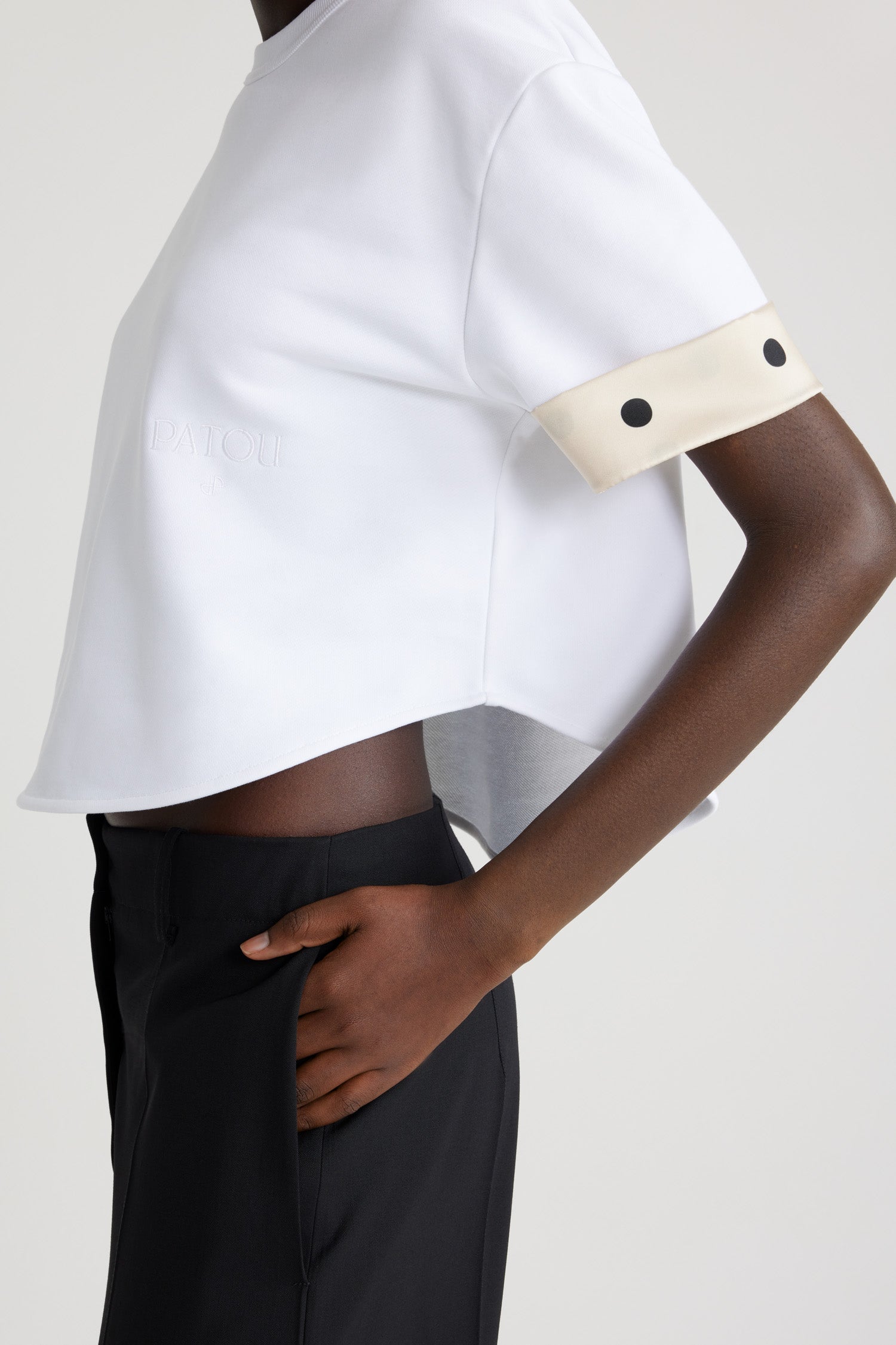 Patou H24JE1279990001W t-shirt crop blanc coton bio