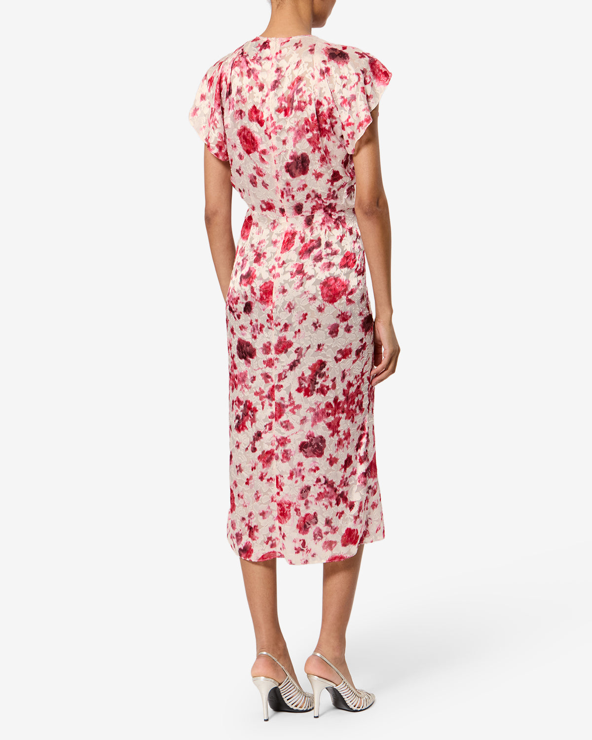Isabel Marant Lyndsay robe longue écru-rose soie