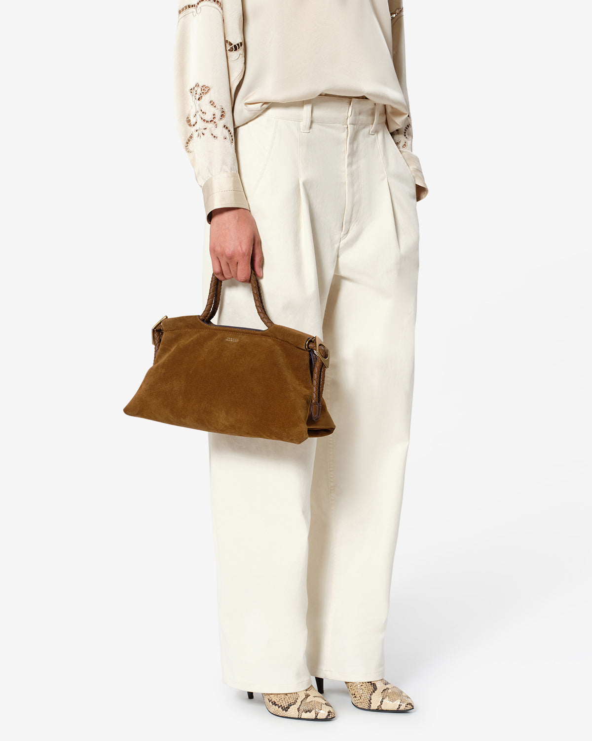 Isabel Marant Pipa M sac cuir velours cognac