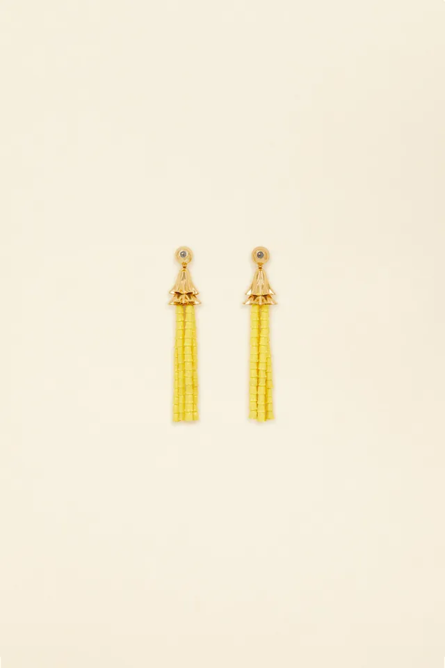 Patou JW070 boucles pendantes perles laiton doré citrus