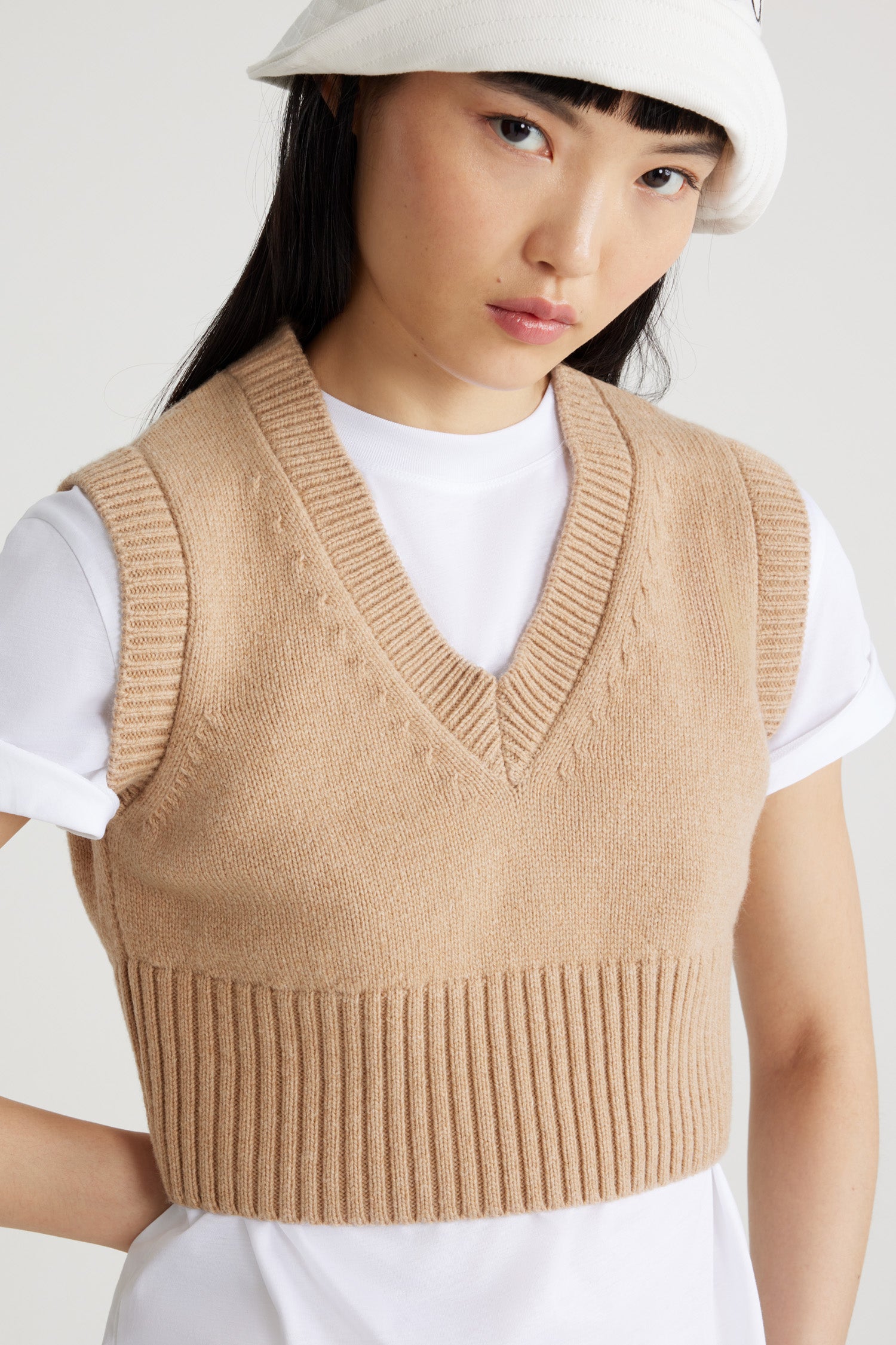 Patou Jackets H24KN2048064109B gilet laine cachemire beige