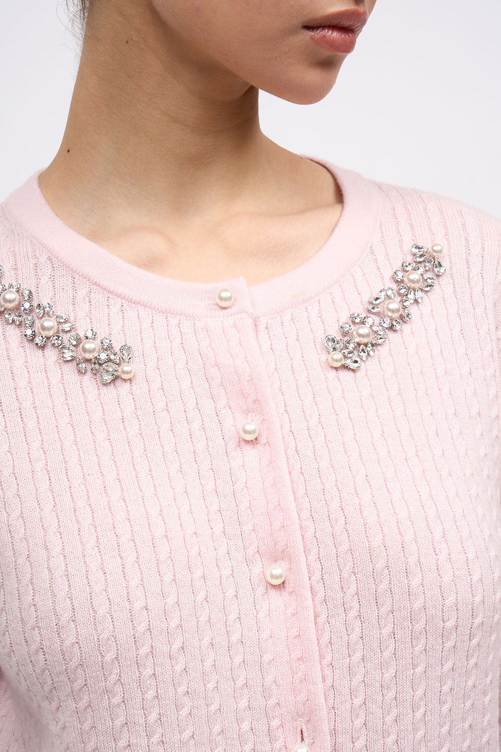 Paul & Joe Joyaux cardigan cachemire brodé main boutons perles