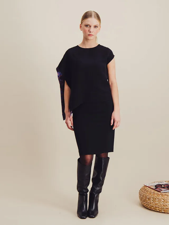 Anahide Saint André Contre Jour top crêpe viscose soie noir