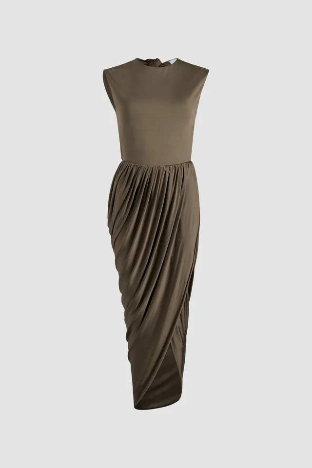 Patou P25JE1479973809B robe midi mocha jersey stretch
