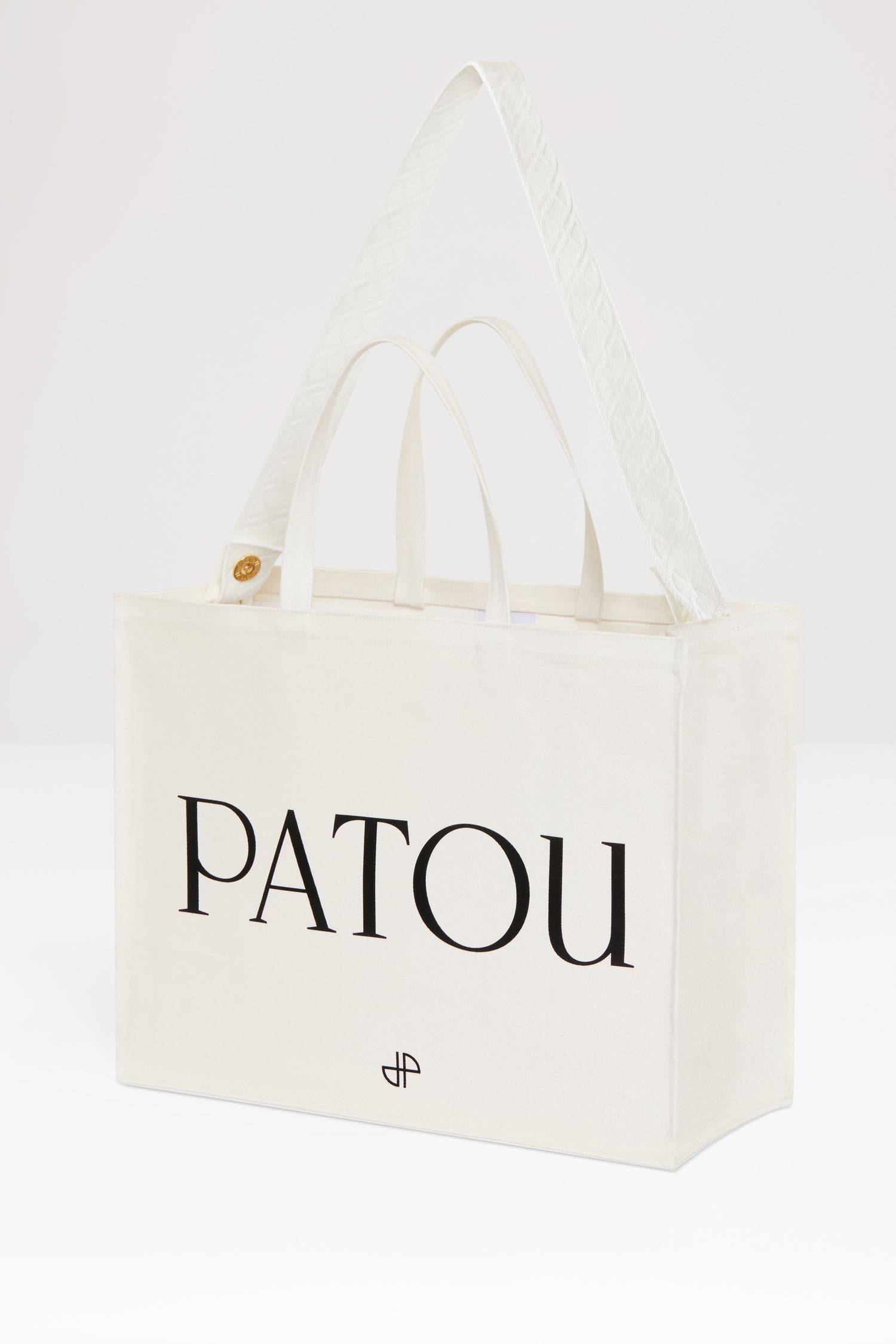 Patou AC024 tote coton bio crème logo noir TU