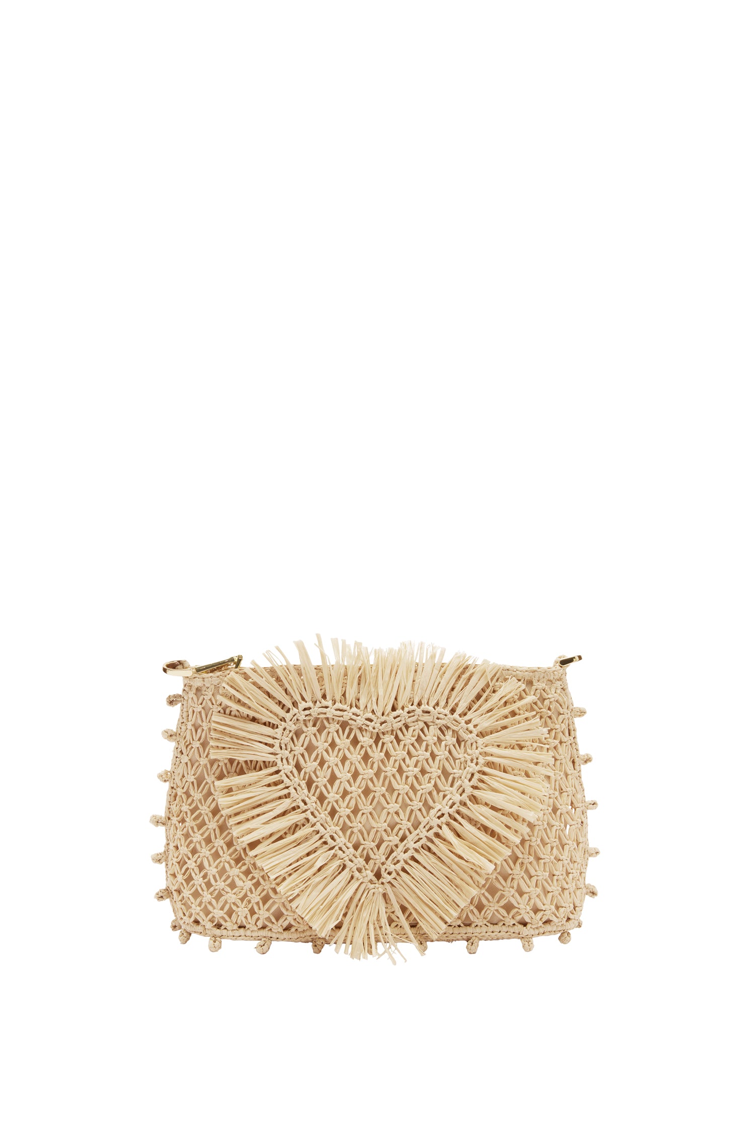 Alemäis Raffia Macrame pochette raphia cuir cœur