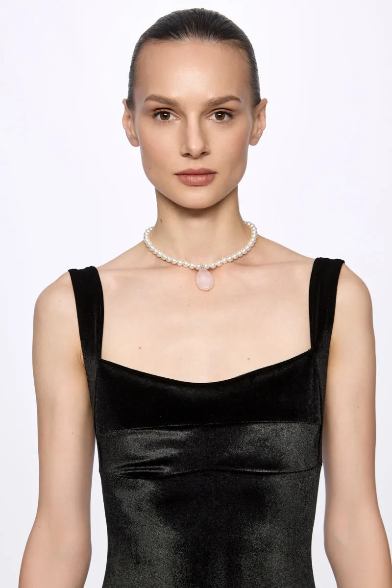 ATU Body Couture collier perles pendentif quartz blanc