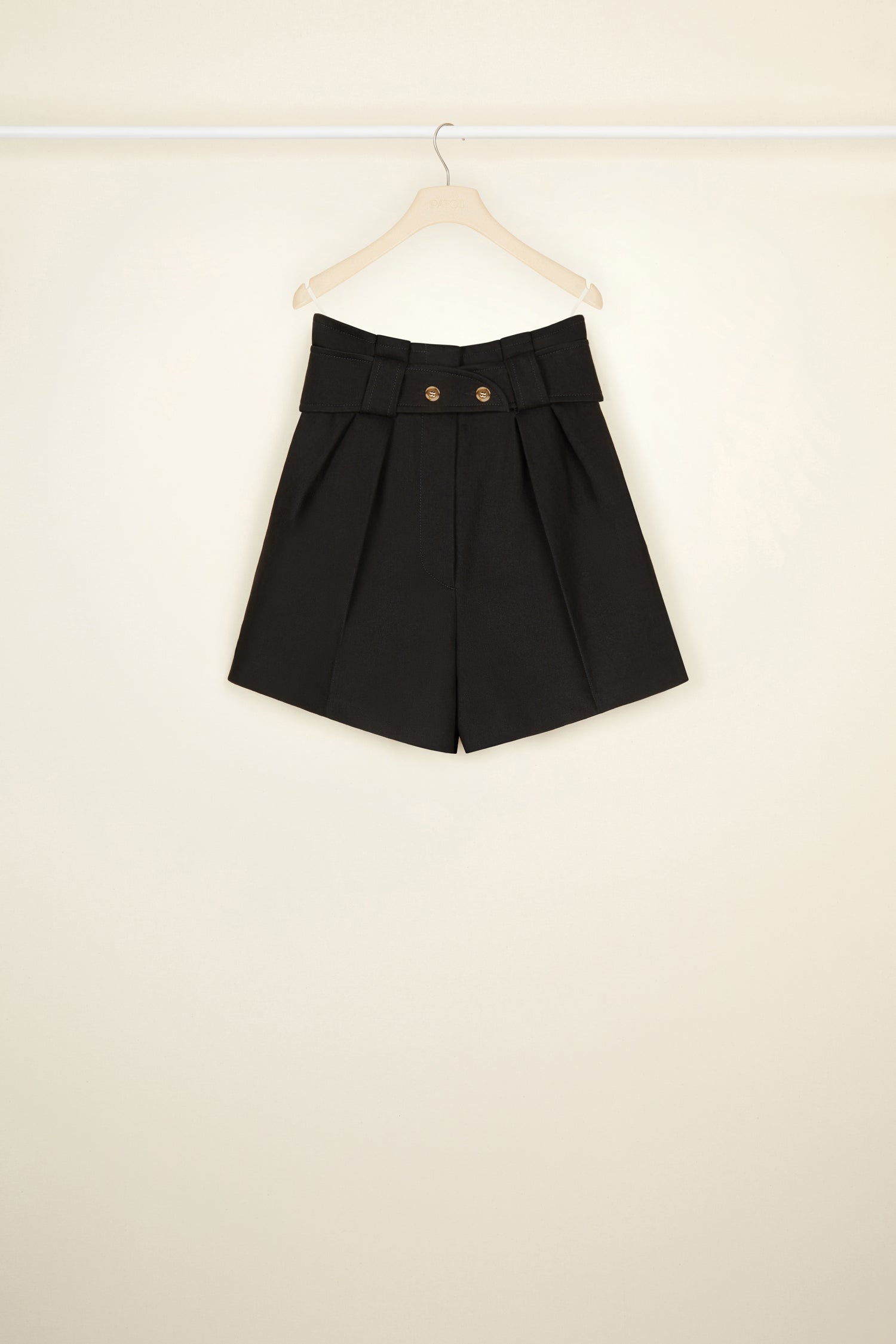 Patou Denim short A21TR0140081999B noir coton bio ceinturé