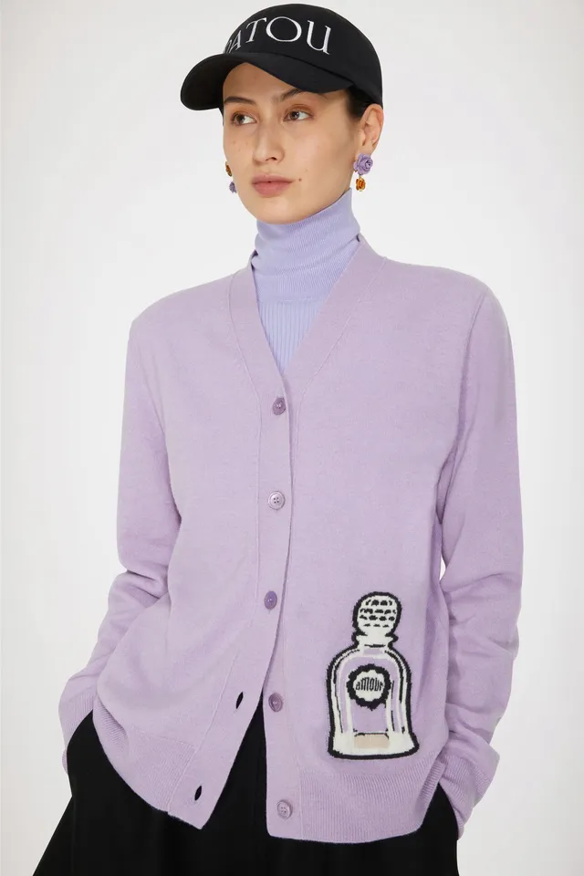 Patou Knitwear H22KN100 cardigan laine lavande flacon