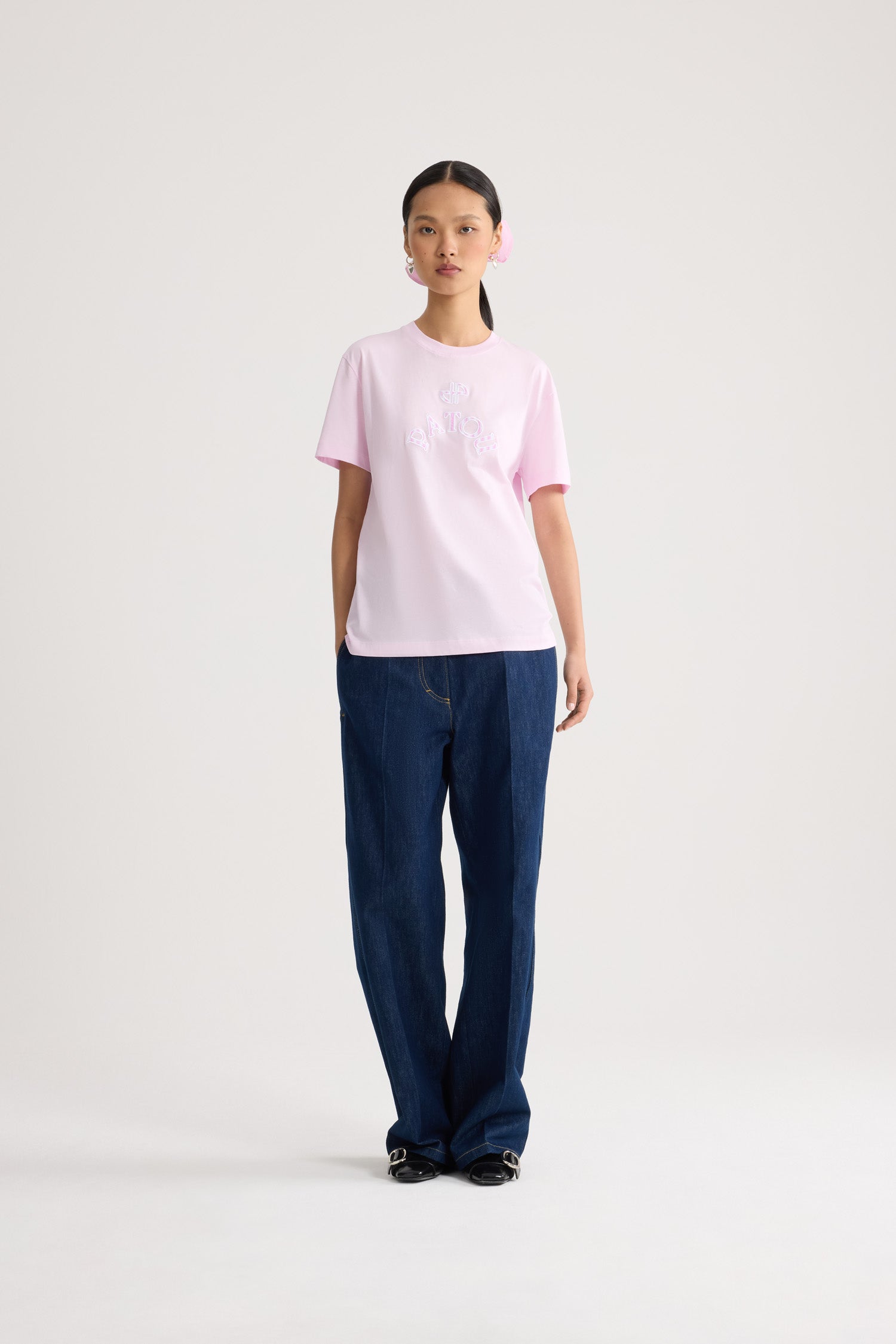 Patou JE217 t-shirt coton bio rose candy brodé