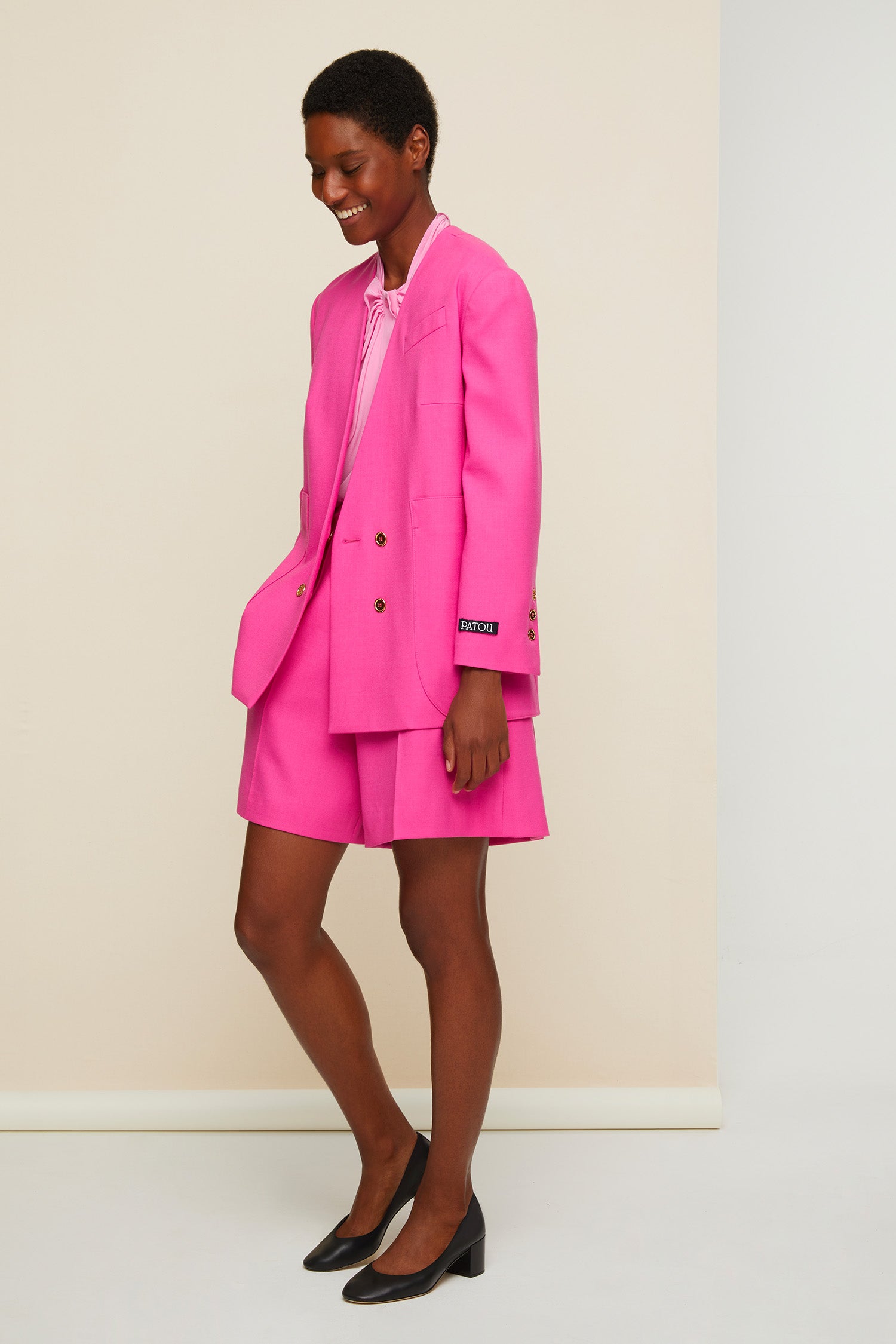 Patou H20JA002 veste Raspberry laine sans col croisée